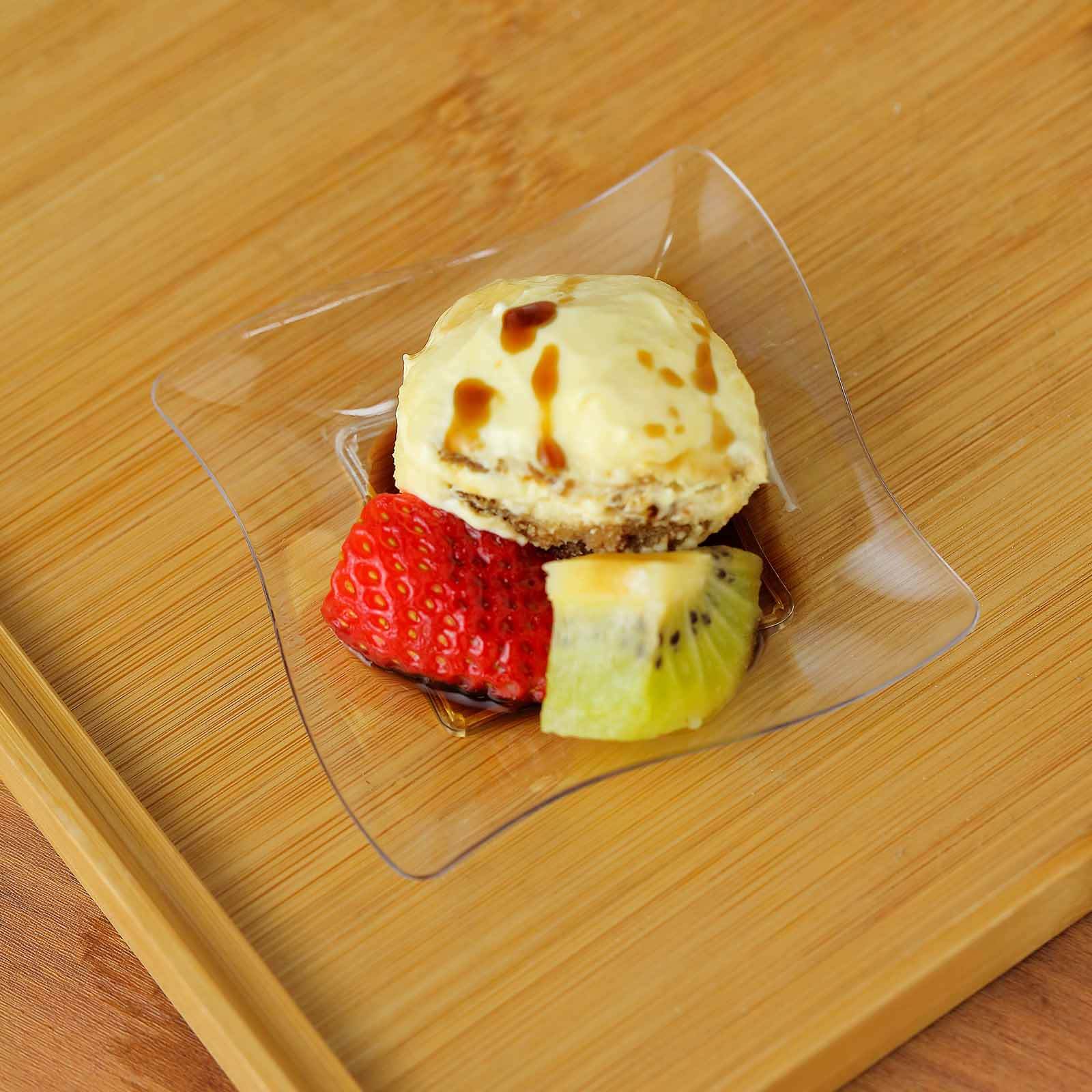 24-Pack Plastic Appetizer Plates 3" Mini Wavy Rim Design Clear - Disposable Pinwheel Snack Plates - Image 6