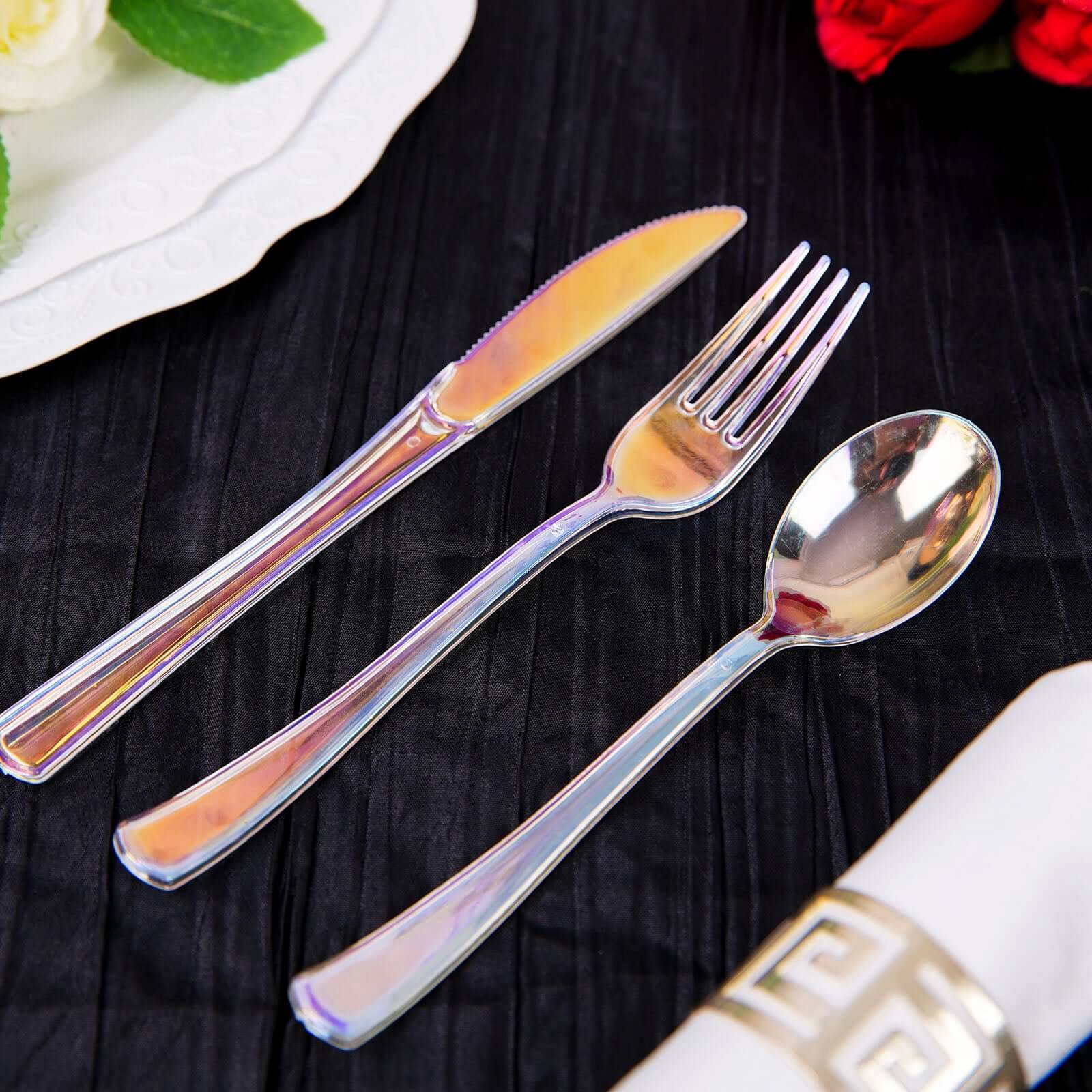 24-Pack Plastic Cutlery Set Iridescent - Disposable Party Silverware for Events - Image 11