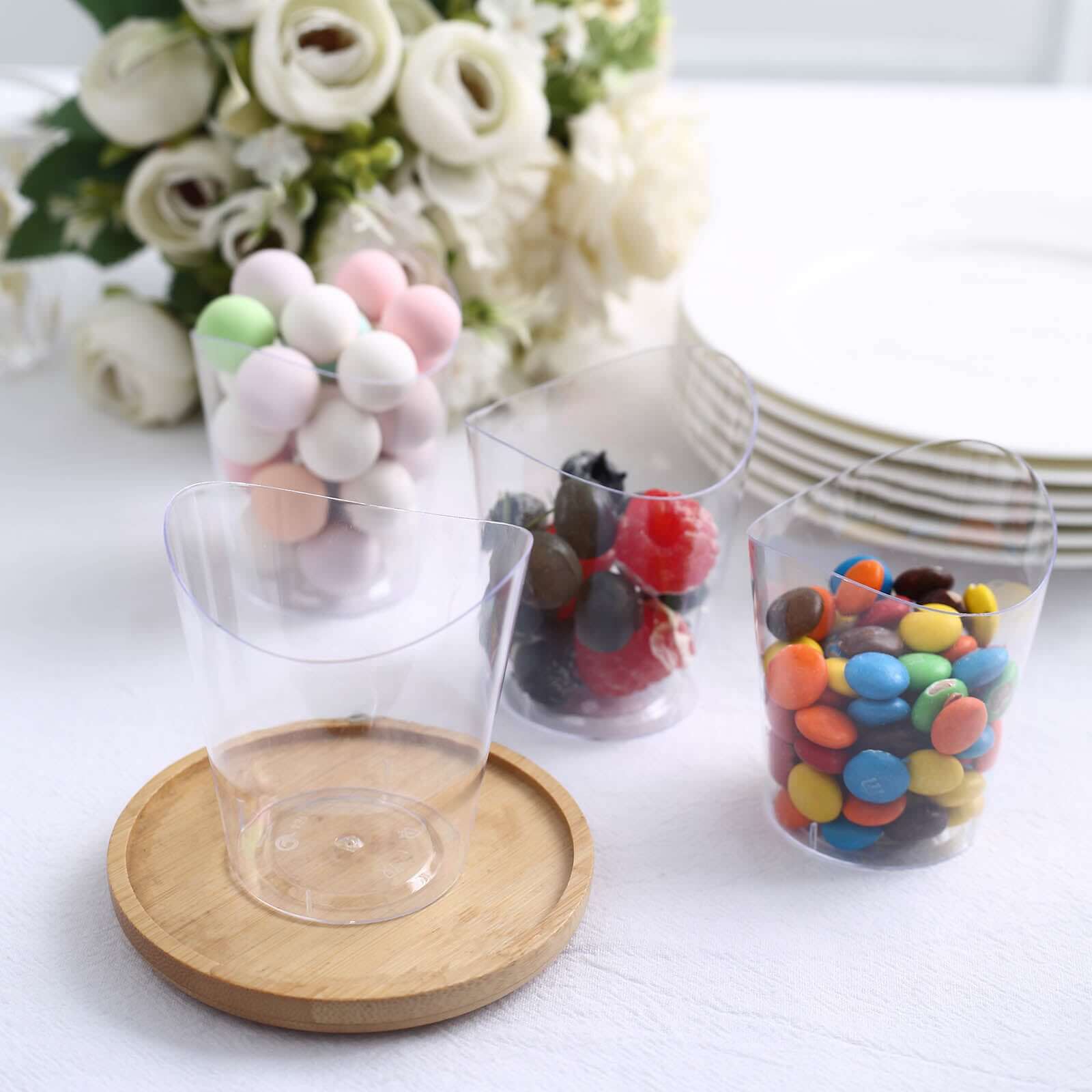 24-Pack Plastic Dessert Snack Cups 4oz Clear with Wavy Rim - Disposable Mini Appetizer Party Cups for Cocktail Events & Receptions - Image 2