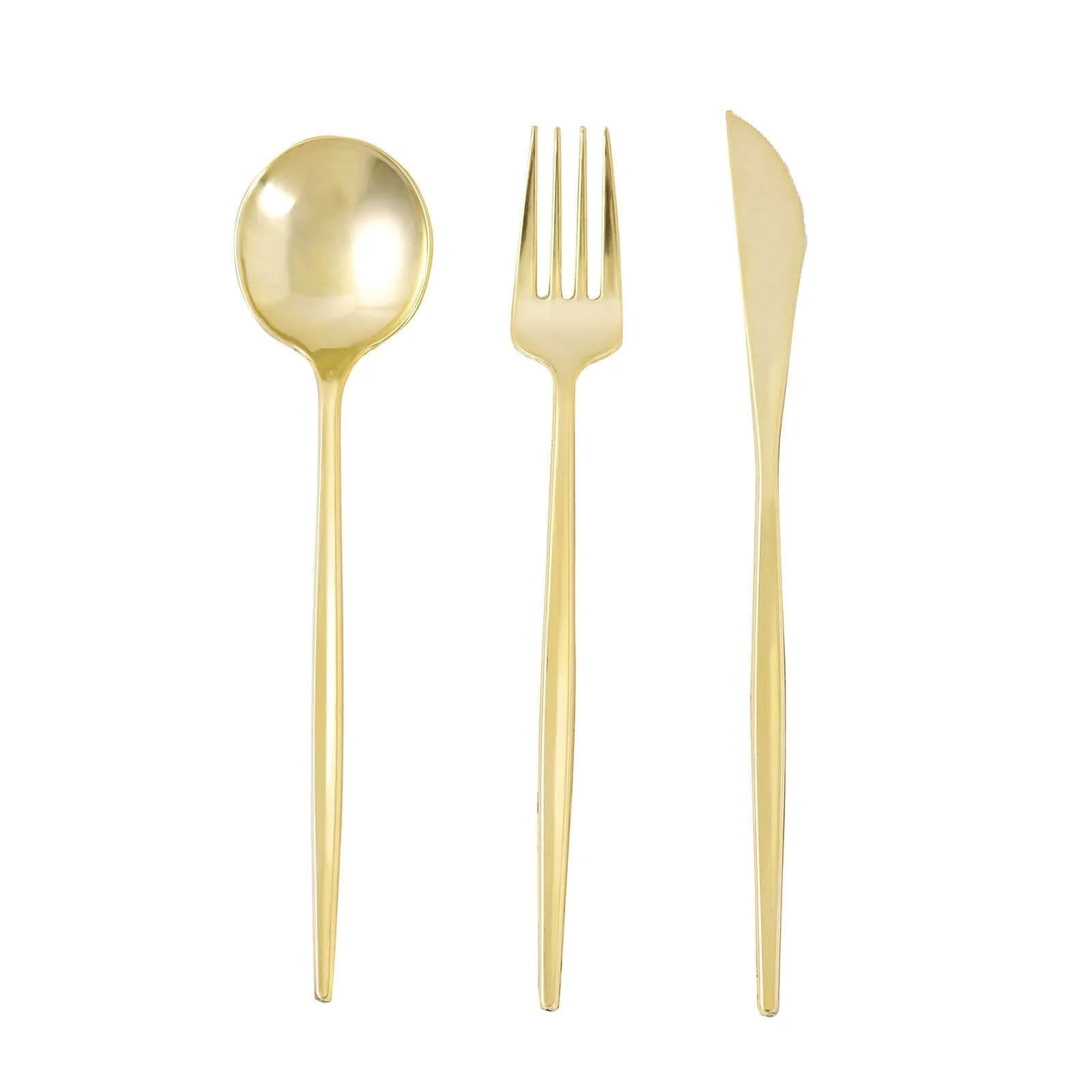 24-Pack Plastic Flatware Set 8" Gold with Sleek Modern Design - Premium Disposable Silverware - Image 6