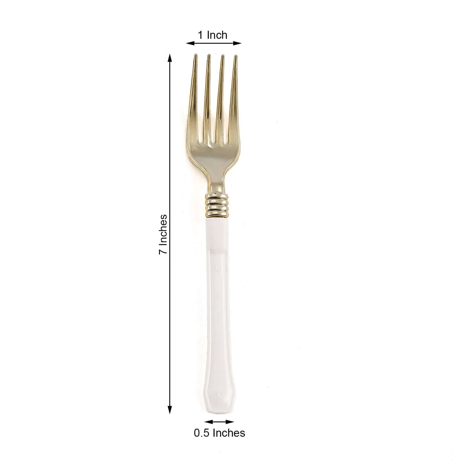 24-Pack Plastic Forks 7" Gold with White Handles - Heavy Duty Food Grade Modern Disposable Silverware for Parties & Gatherings - Image 3