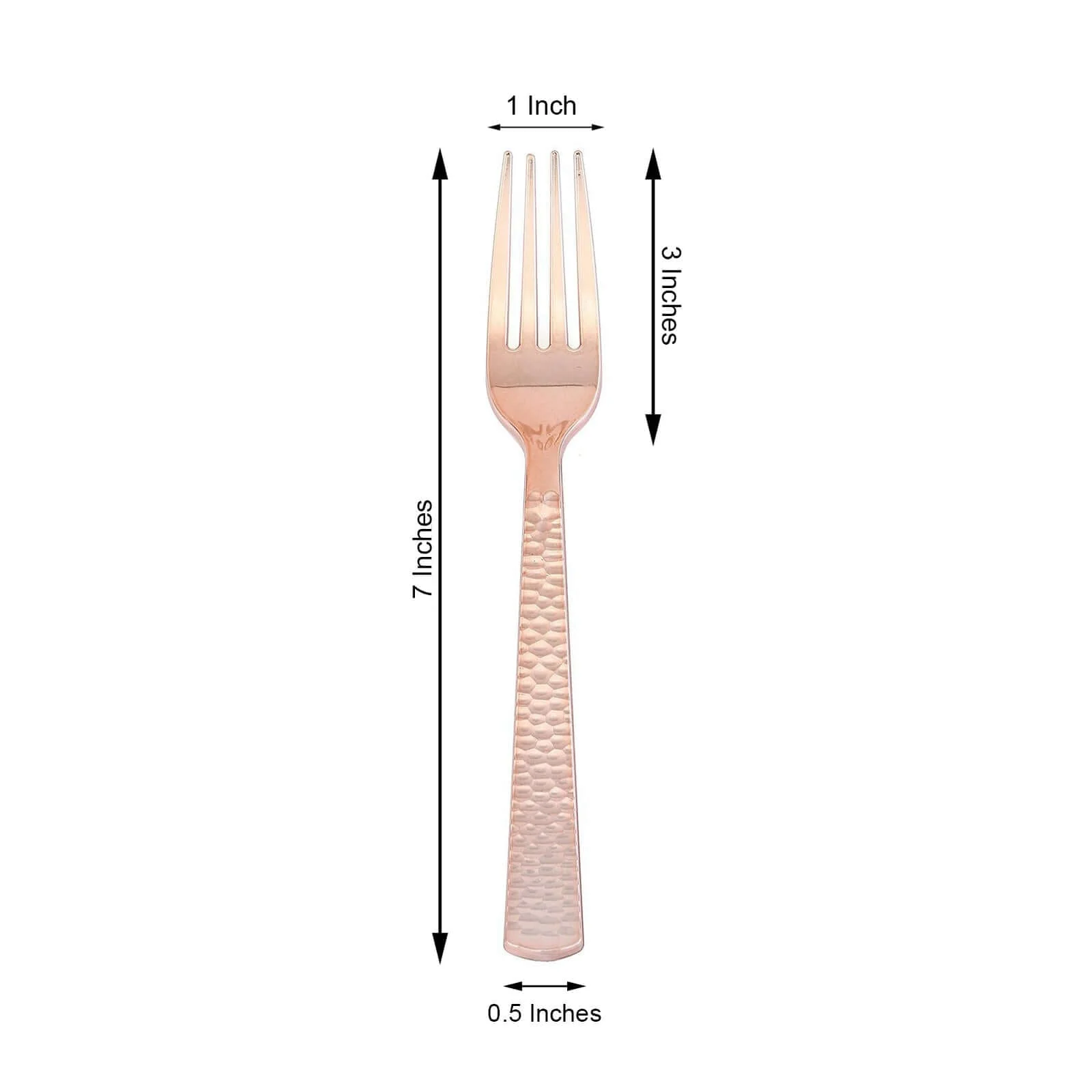 24-Pack Plastic Forks 7" Rose Gold with Hammered Style - Heavy Duty Disposable Silverware - Image 3