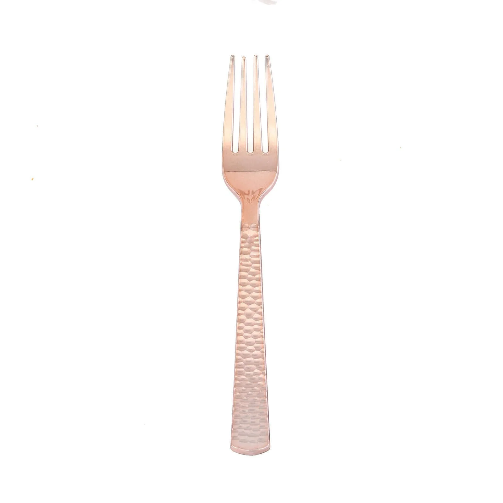 24-Pack Plastic Forks 7" Rose Gold with Hammered Style - Heavy Duty Disposable Silverware - Image 7