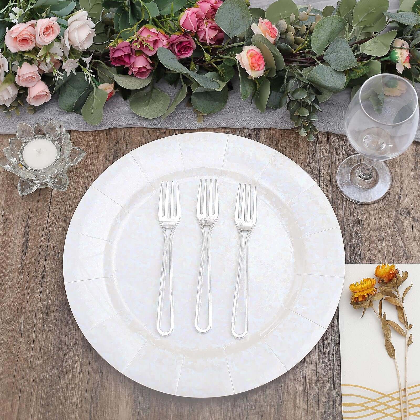24-Pack Plastic Forks 7" Silver with Modern Hollow Handle Design - Disposable Utensils - Image 8