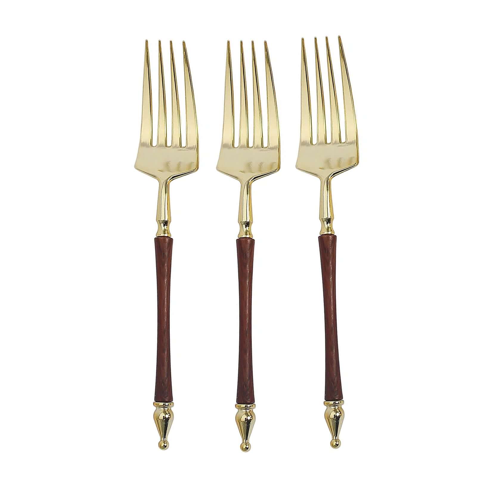 24-Pack Plastic Forks 8" Gold/Brown with Roman Column Handle - European Style Disposable Utensils - Image 13