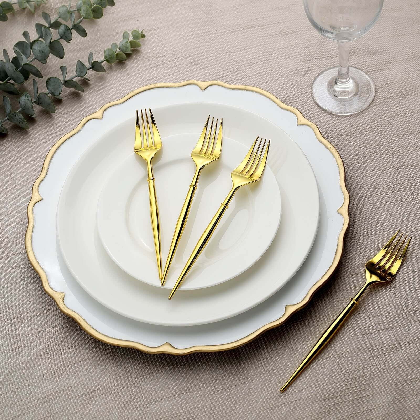 24-Pack Plastic Forks 8" Gold - Heavy Duty Modern Flatware, Premium Disposable Silverware - Image 4
