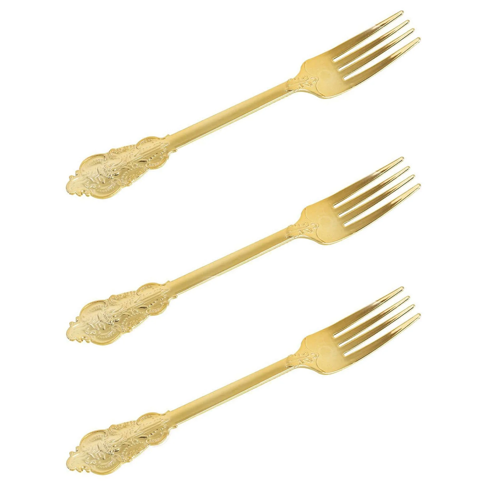 24-Pack Plastic Forks 8" Metallic Gold Baroque Style - Heavy Duty Disposable Silverware - Image 8