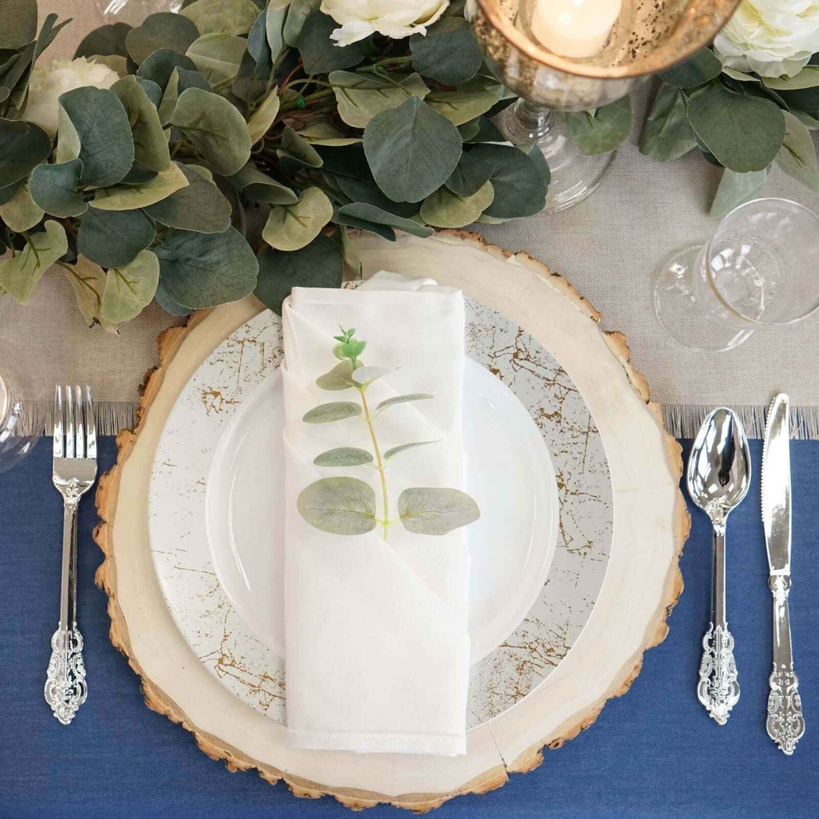 24-Pack Plastic Forks 8" Metallic Silver Baroque Style - Heavy Duty Disposable Silverware - Image 2