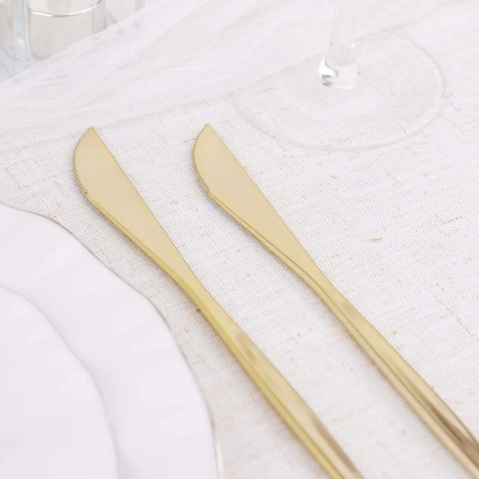 24-Pack Plastic Knives 8" Glossy Gold - Heavy Duty Premium Disposable Flatware Cutlery - Image 2