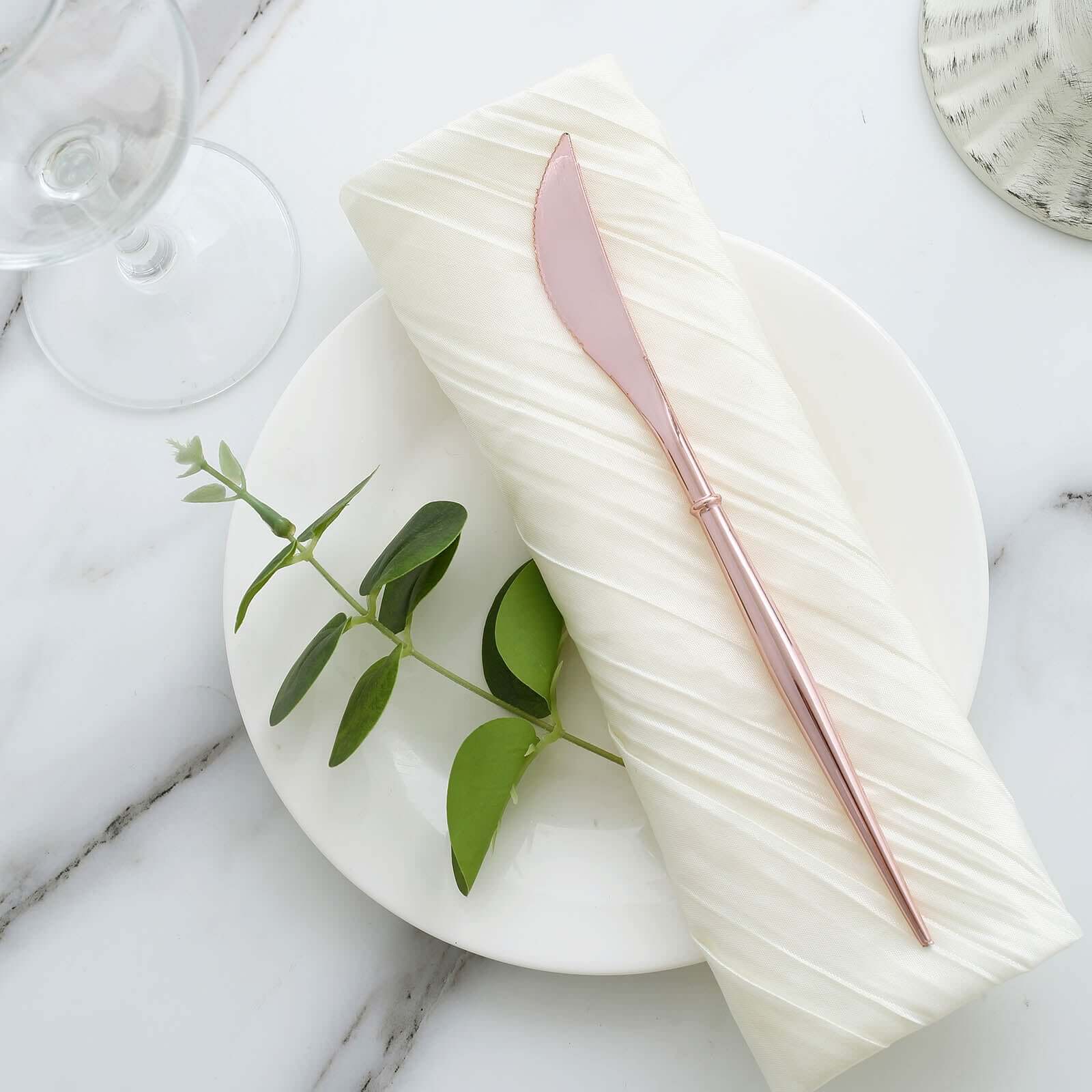 24-Pack Plastic Knives 8" Rose Gold - Heavy Duty Modern Flatware, Premium Disposable Silverware
