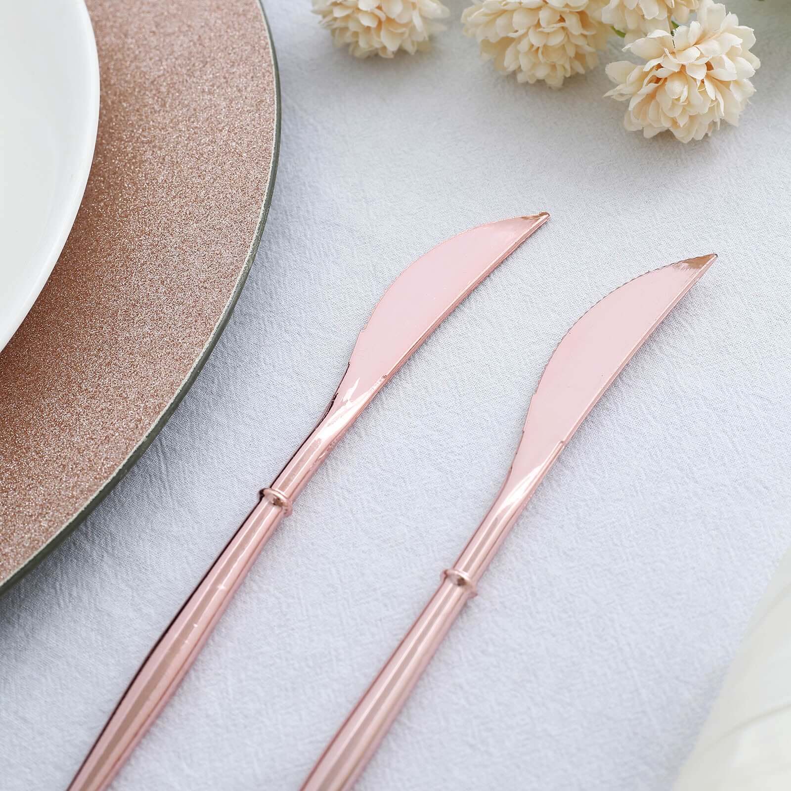 24-Pack Plastic Knives 8" Rose Gold - Heavy Duty Modern Flatware, Premium Disposable Silverware - Image 10