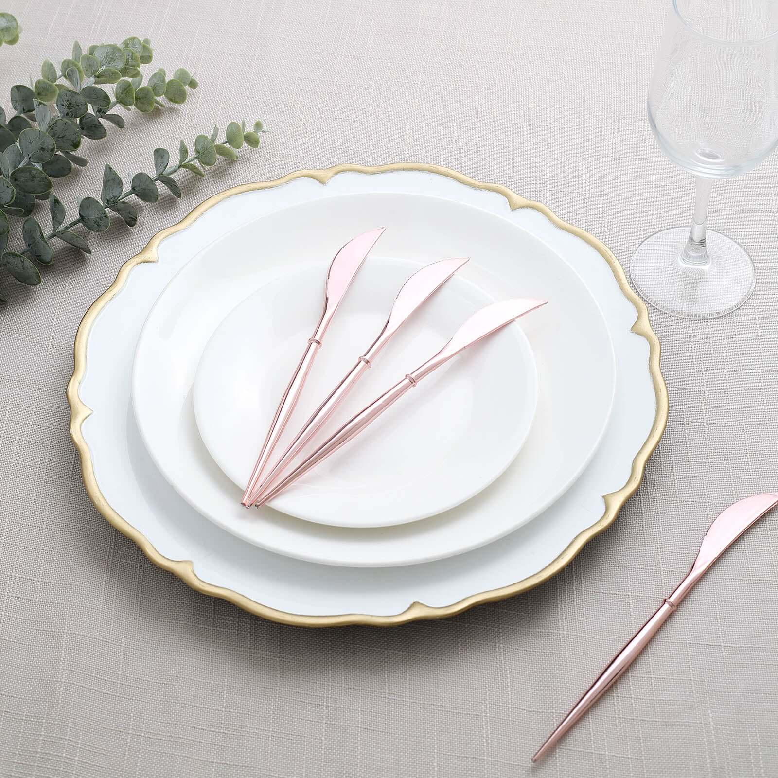 24-Pack Plastic Knives 8" Rose Gold - Heavy Duty Modern Flatware, Premium Disposable Silverware - Image 4