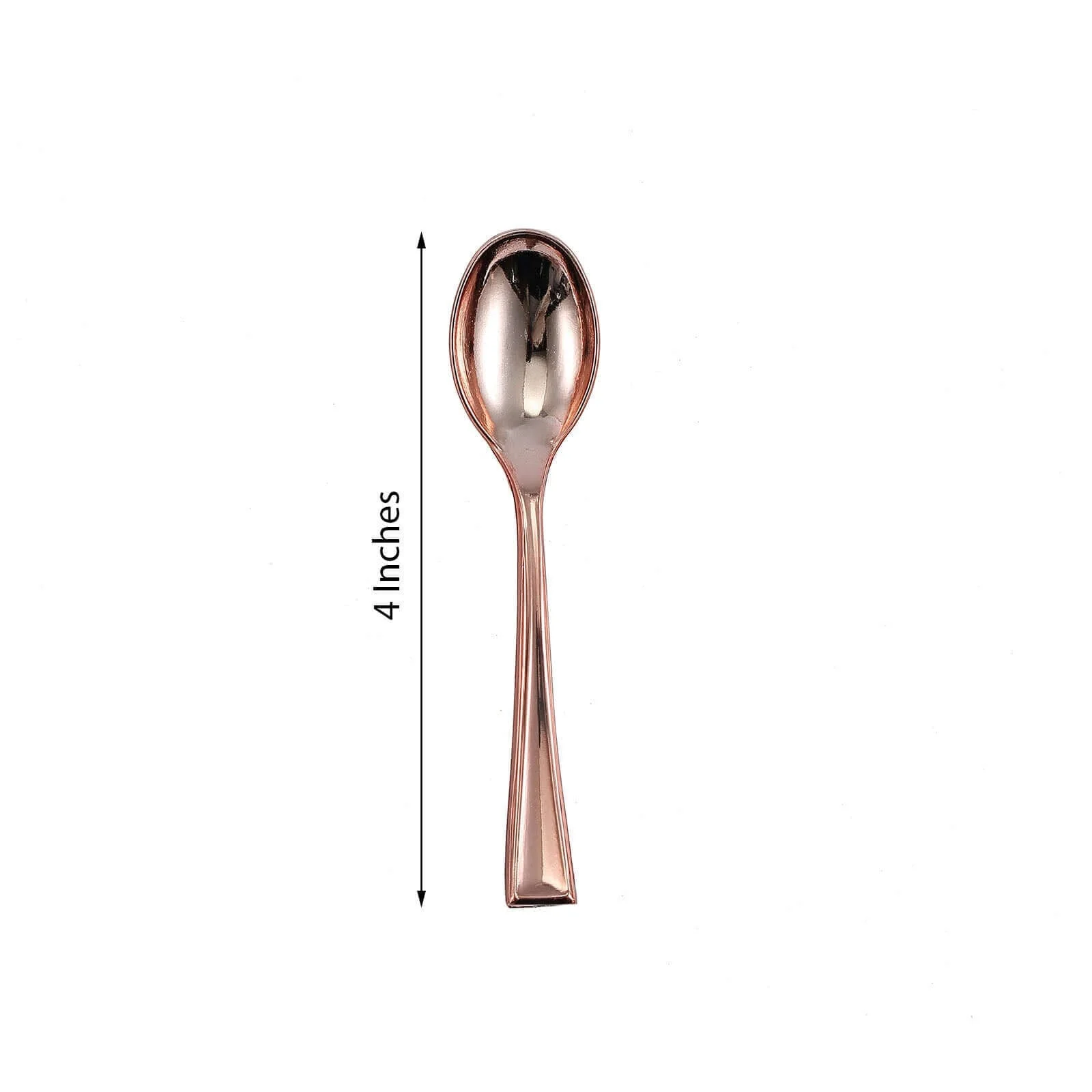 24-Pack Plastic Mini Dessert Spoons 4" Rose Gold - Heavy Duty Disposable Silverware - Image 3