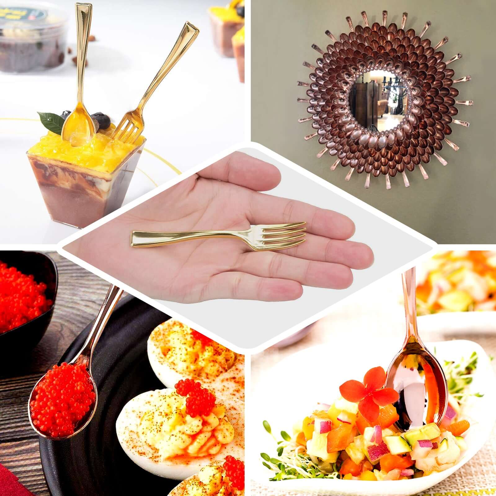 24-Pack Plastic Mini Dessert Spoons 4" Rose Gold - Heavy Duty Disposable Silverware - Image 5