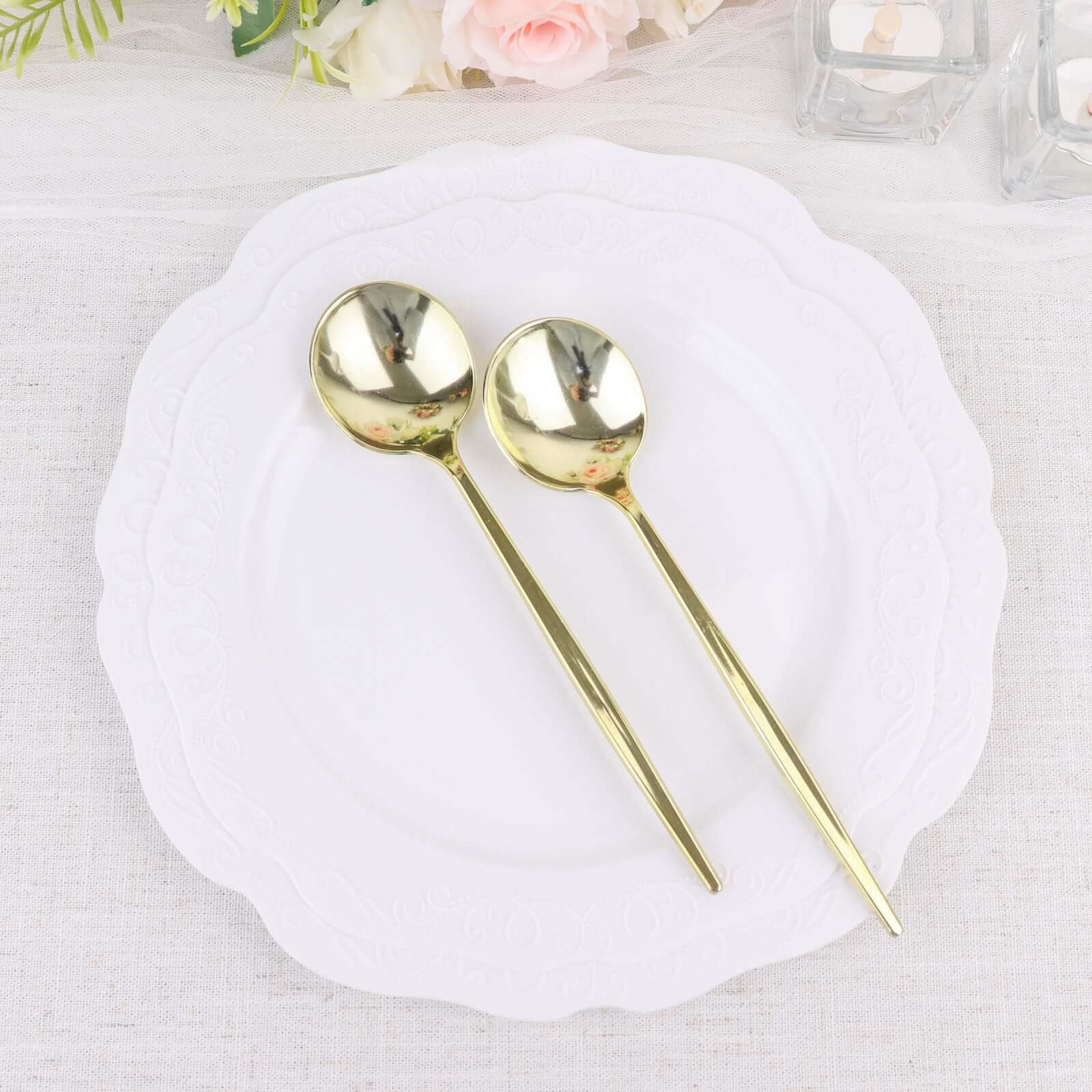 24-Pack Plastic Spoons 8" Glossy Gold - Heavy Duty Premium Disposable Silverware - Image 11