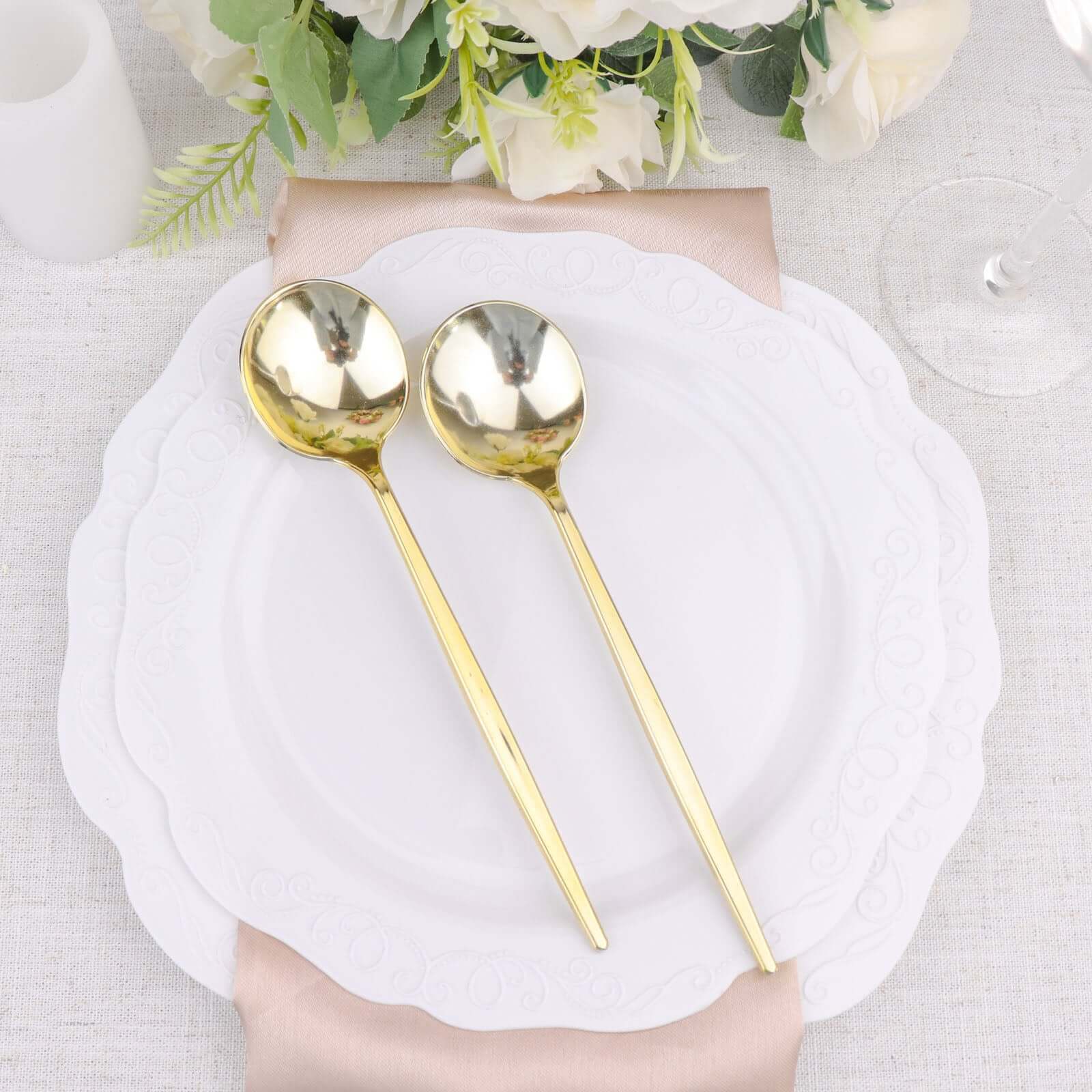24-Pack Plastic Spoons 8" Glossy Gold - Heavy Duty Premium Disposable Silverware - Image 15