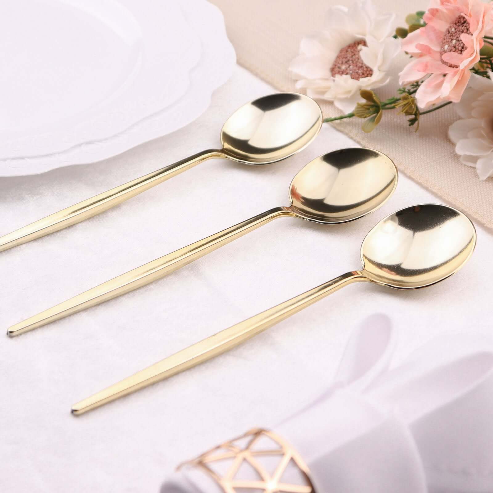 24-Pack Plastic Spoons 8" Glossy Gold - Heavy Duty Premium Disposable Silverware - Image 17