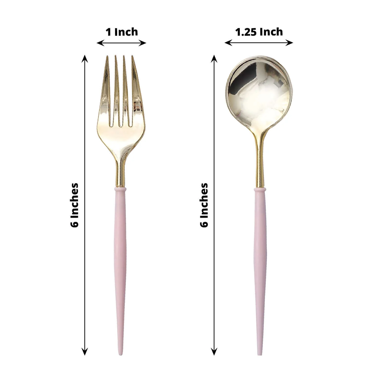 24-Pack Plastic Utensil Set 6" Gold/Blush - Premium Modern Heavy Duty Disposable Fork and Spoon - Image 3