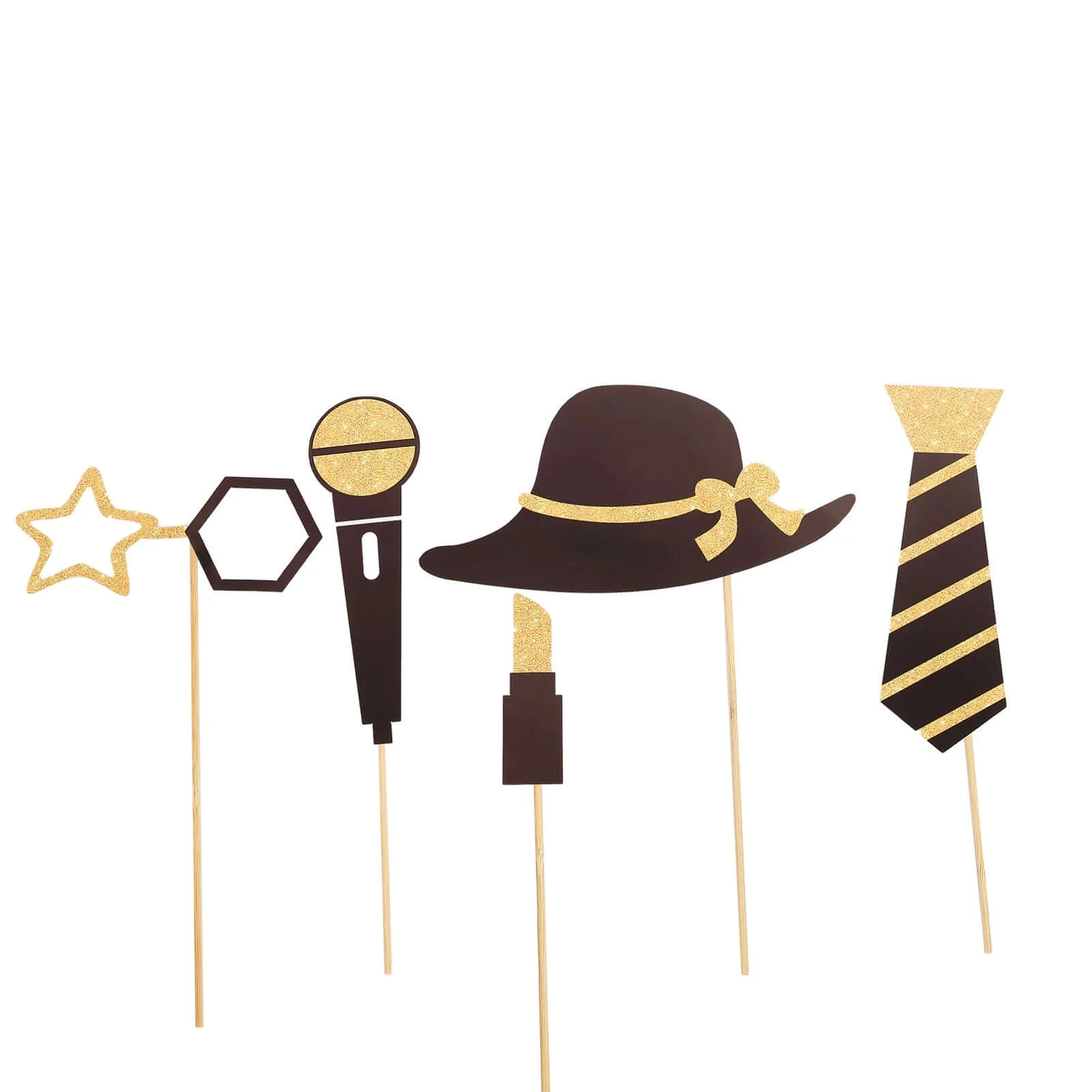 24 Pack Vintage Black / Gold Glitter Fun Party Photo Booth Props, DIY Party Theme Supplies - Image 13