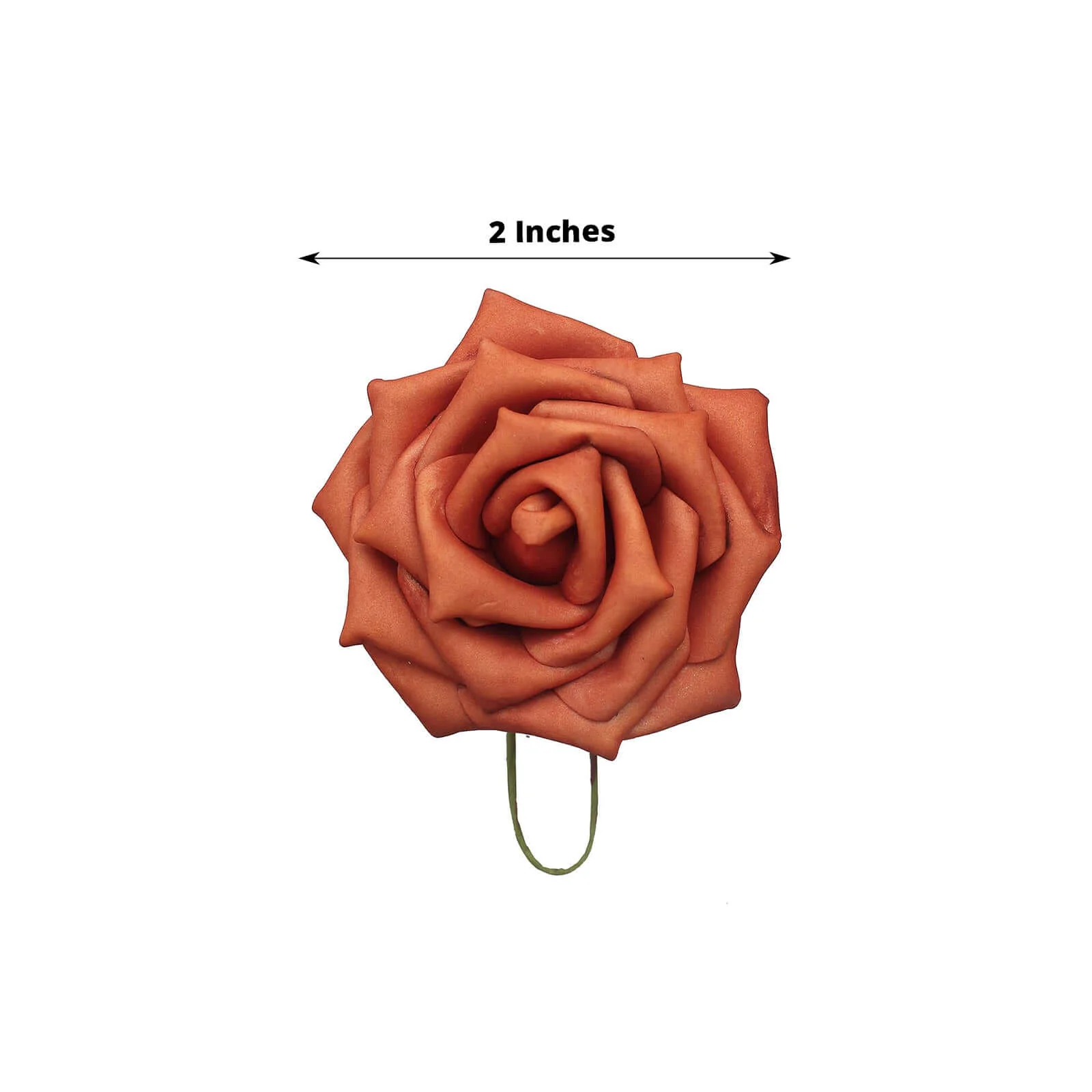 24 Roses Terracotta (Rust) Artificial Foam Flowers With Stem Wire and Leaves 2" - Image 3