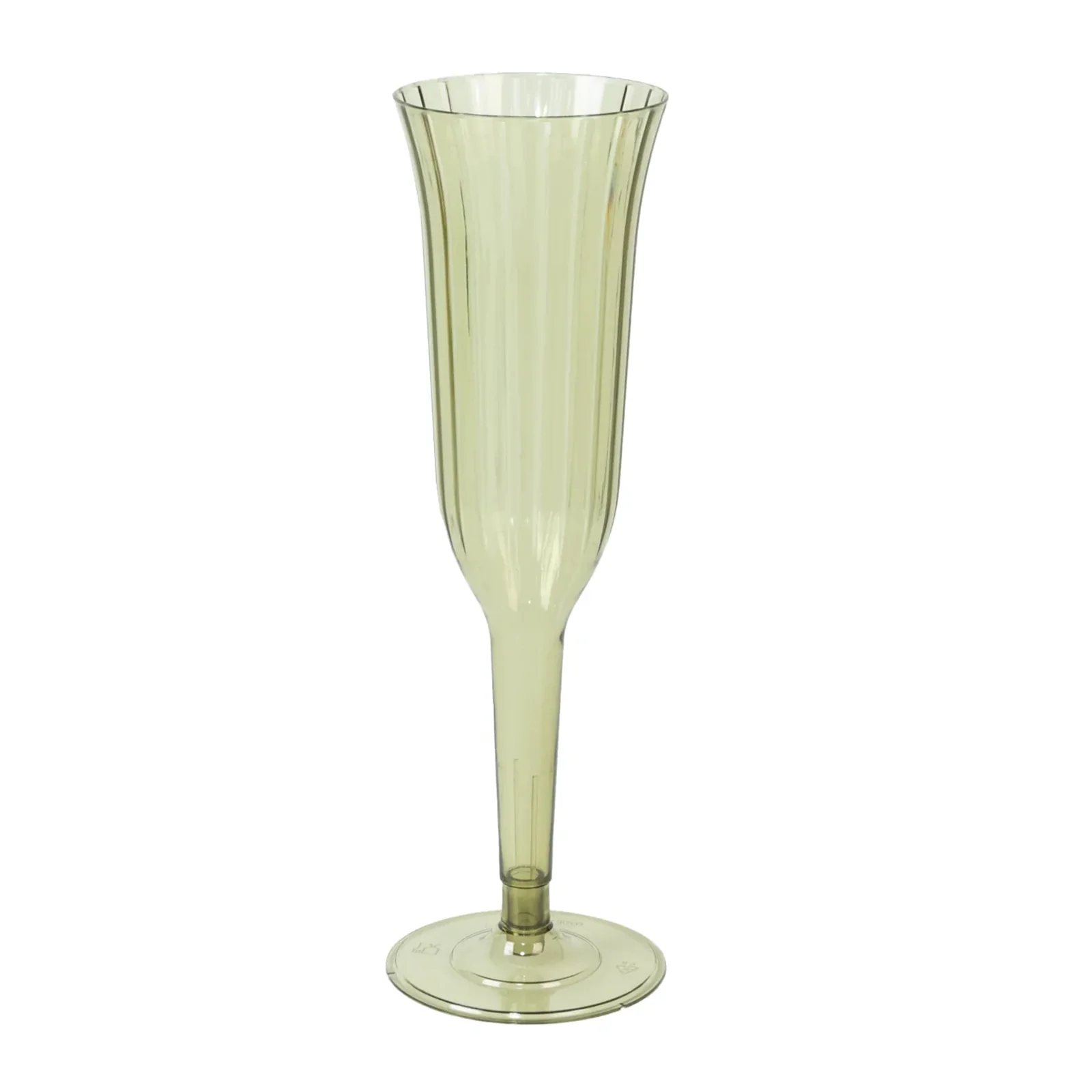 24-Pack Plastic Champagne Flutes 6oz Transparent Dusty Sage Green Flared Design - Disposable Glasses with Detachable Base - Image 2