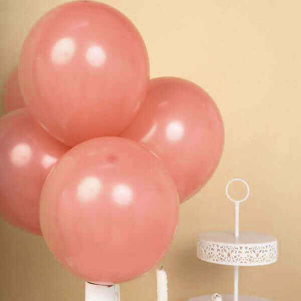 25 Pack Matte Pastel Dusty Rose Helium/Air Latex Party Balloons 12" - Image 10