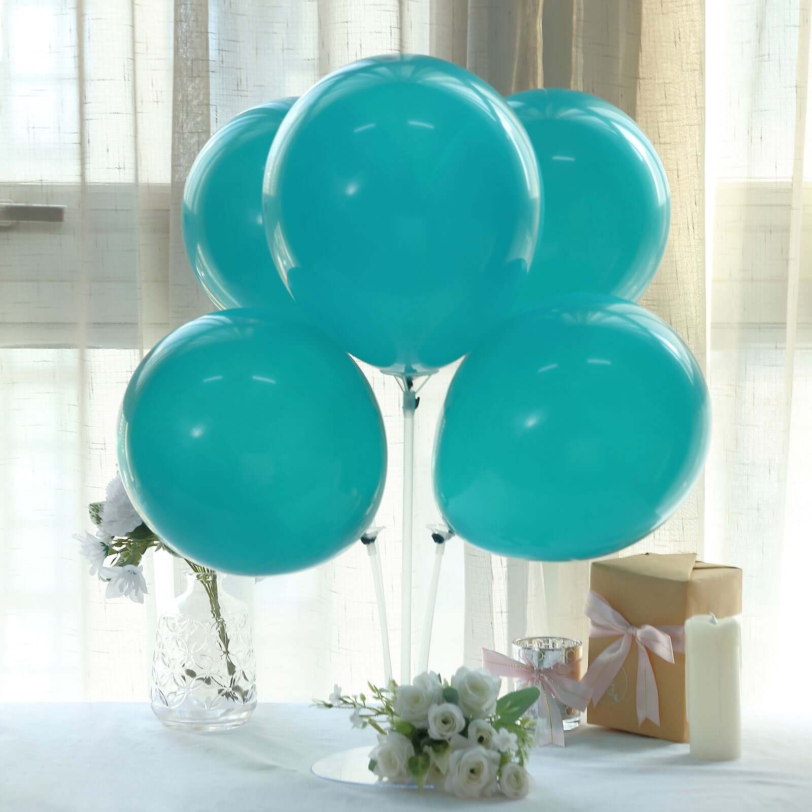 25 Pack Matte Pastel Peacock Teal Helium/Air Latex Party Balloons 12" - Image 8