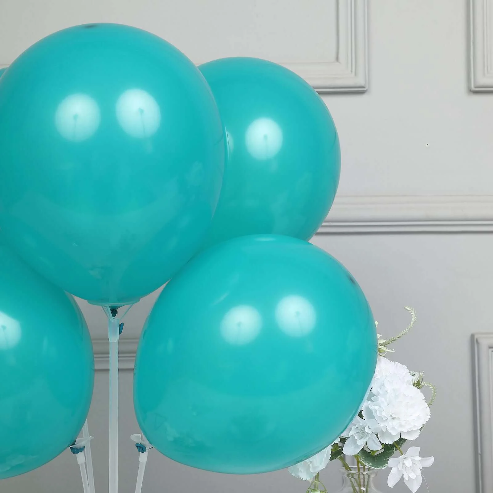 25 Pack Matte Pastel Peacock Teal Helium/Air Latex Party Balloons 12" - Image 9