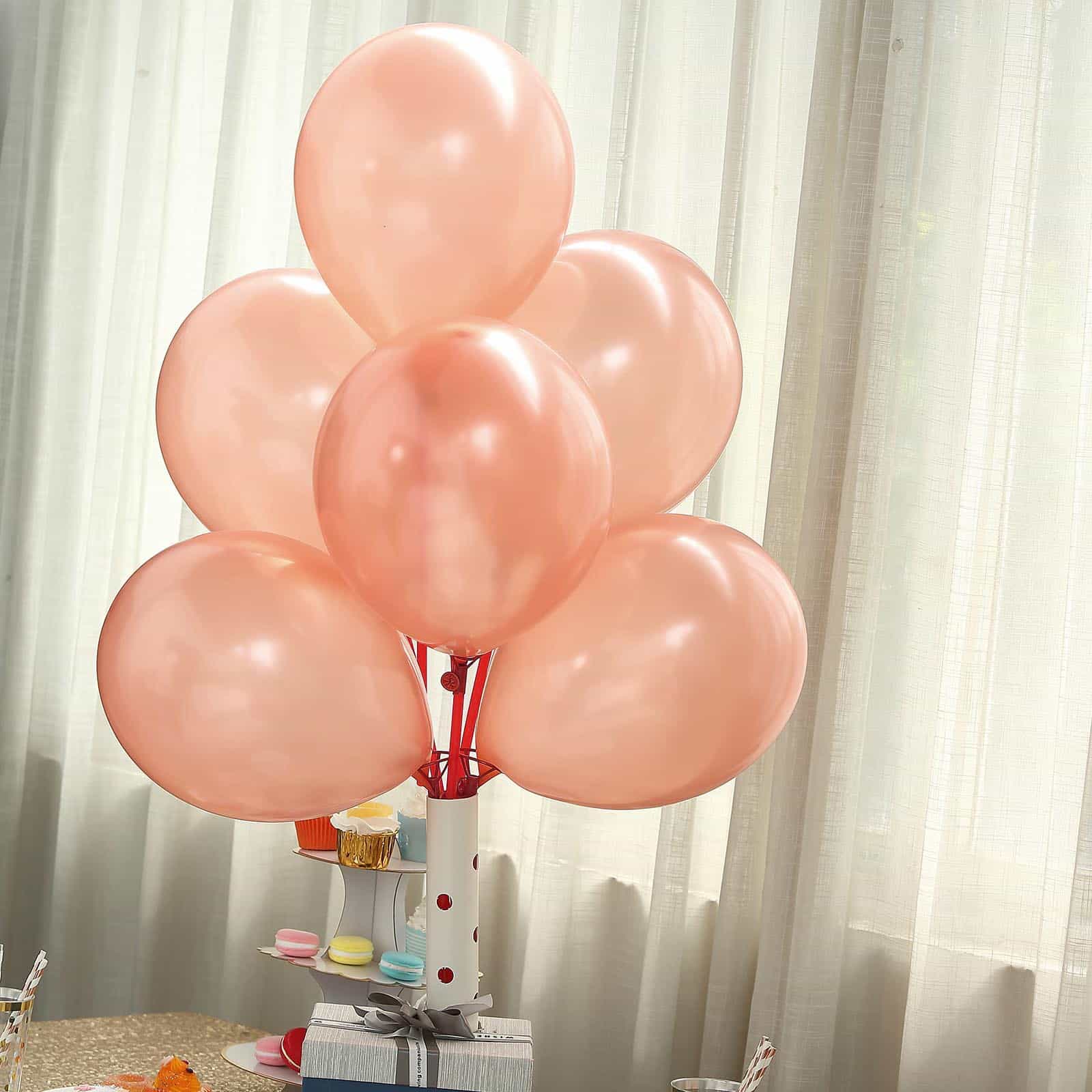 25 Pack Shiny Pearl Rose Gold Latex Helium or Air Balloons 12" - Image 13