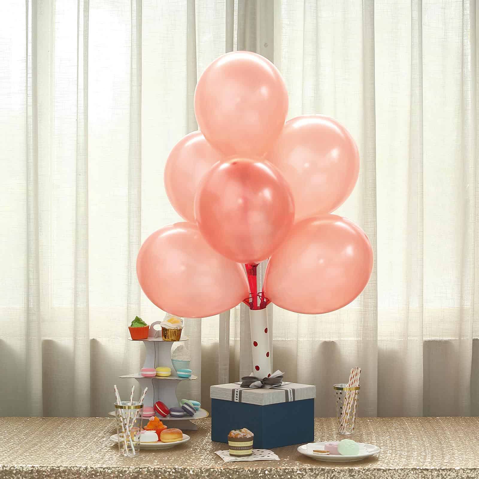25 Pack Shiny Pearl Rose Gold Latex Helium or Air Balloons 12" - Image 8