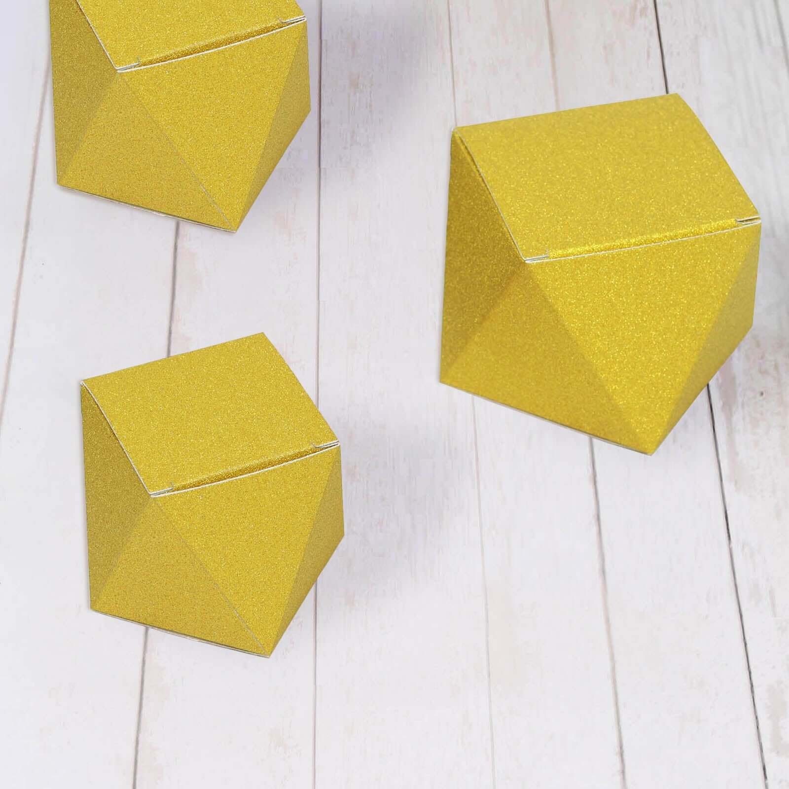 25 Pack DIY Gold Glittered Geometric Wedding Favor Gift Box 3"x4" - Image 13
