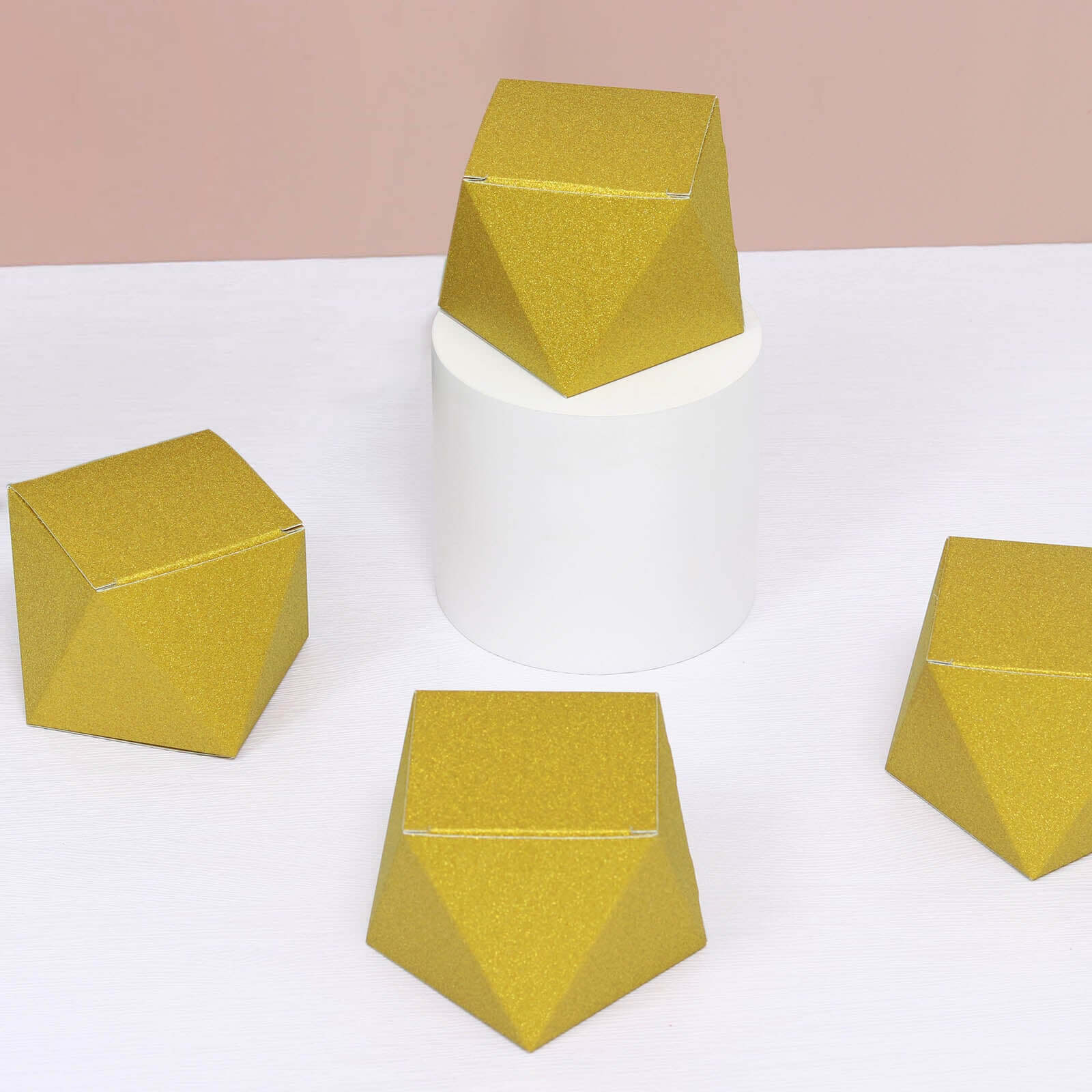 25 Pack DIY Gold Glittered Geometric Wedding Favor Gift Box 3"x4" - Image 15