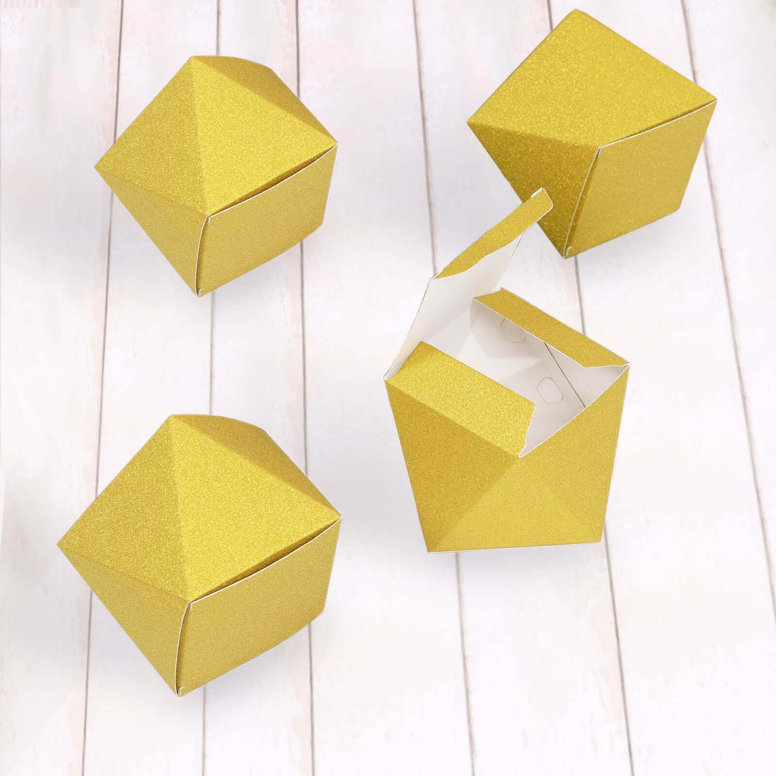 25 Pack DIY Gold Glittered Geometric Wedding Favor Gift Box 3"x4" - Image 6