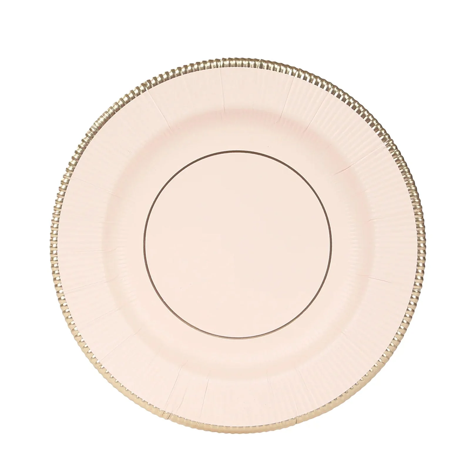 25-Pack Paper Round Dessert Plates 8" Blush Sunray Design with Gold Rim - 350GSM Heavy Duty Disposable Appetizer Salad Plates - Image 6
