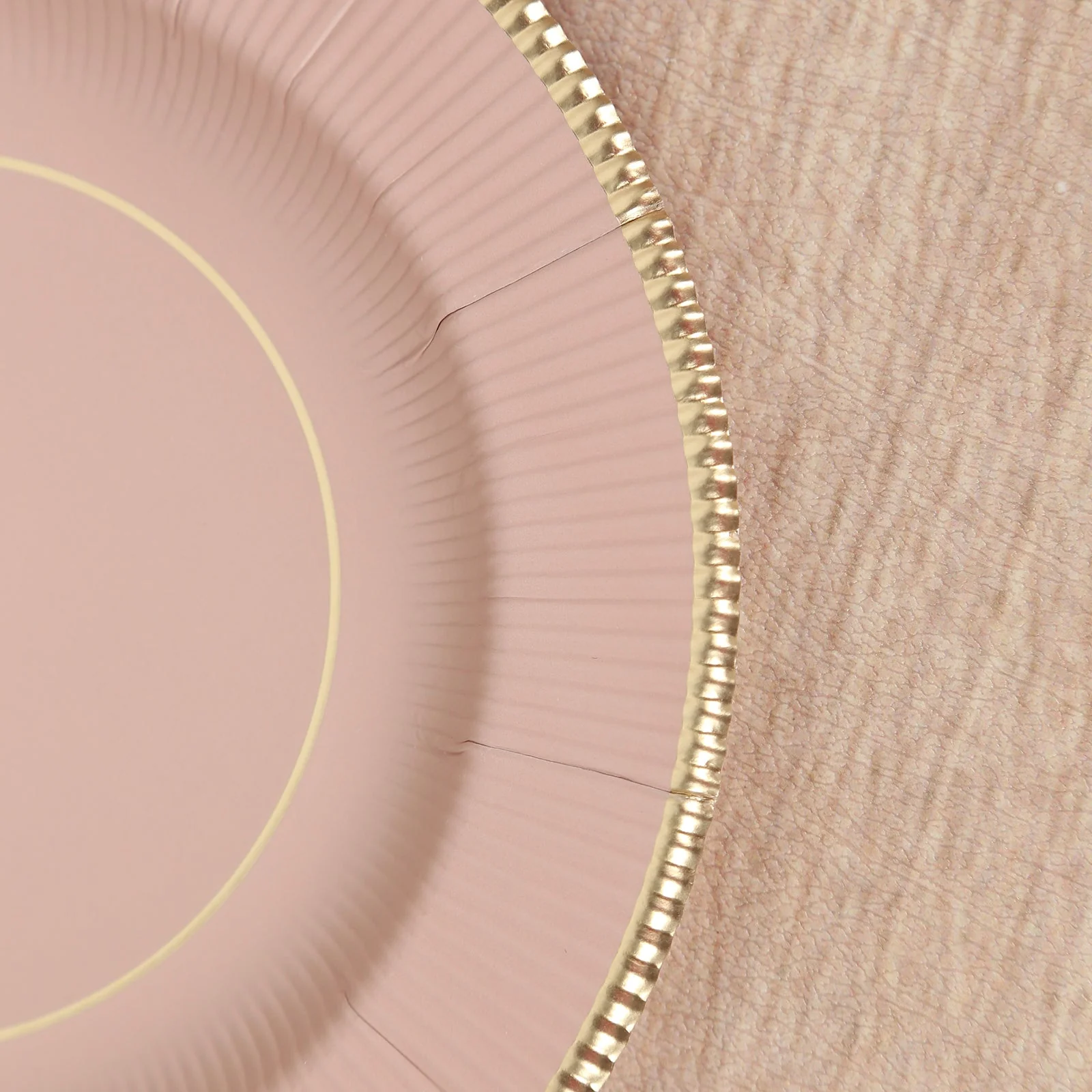 25-Pack Paper Round Dessert Plates 8" Dusty Rose Sunray Design with Gold Rim - 350GSM Heavy Duty Disposable Appetizer Salad Plates - Image 7