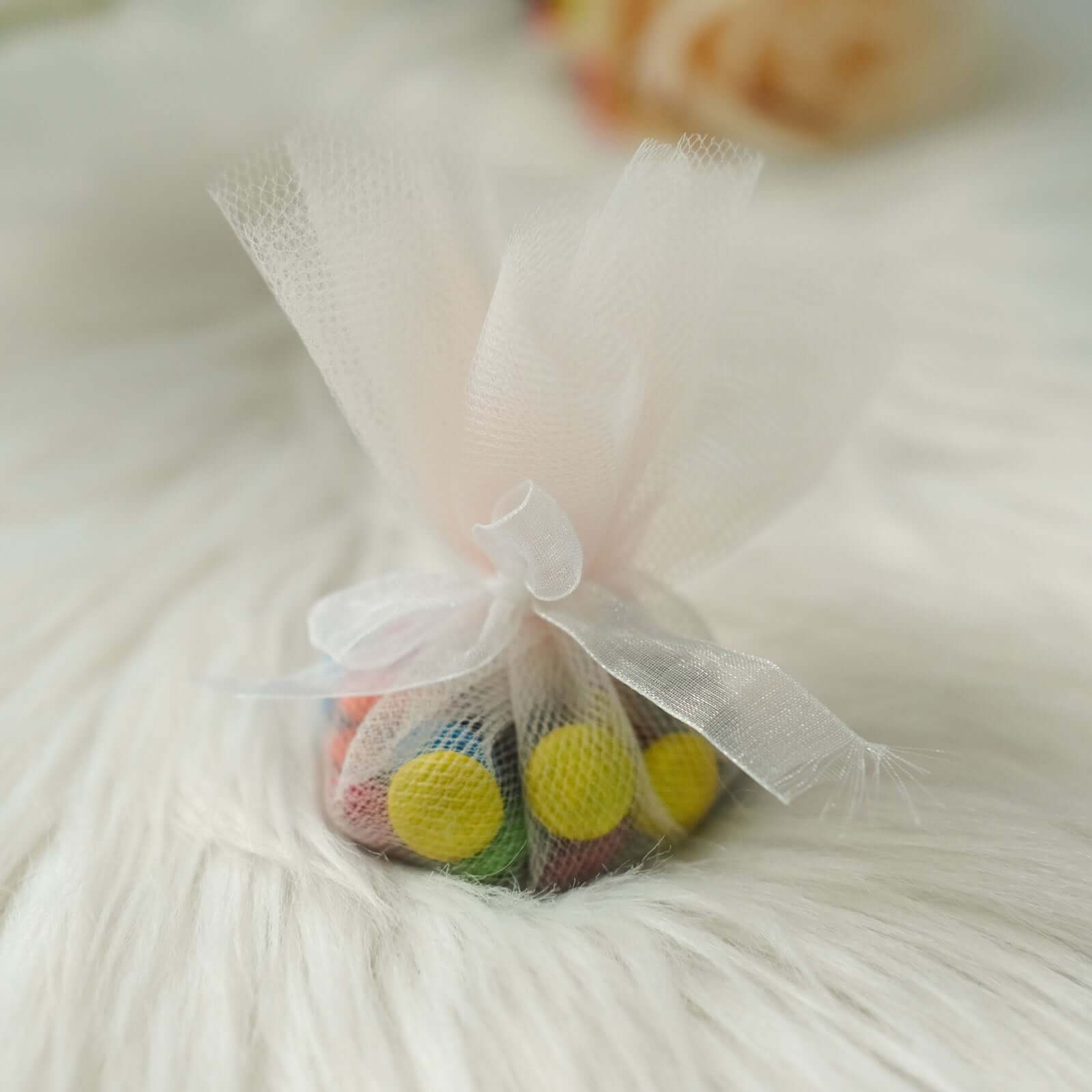 25 Pack Beige Sheer Nylon Tulle Circles Favor Wrap Craft Fabric, DIY Candy Favor Wraps 9" - Image 10