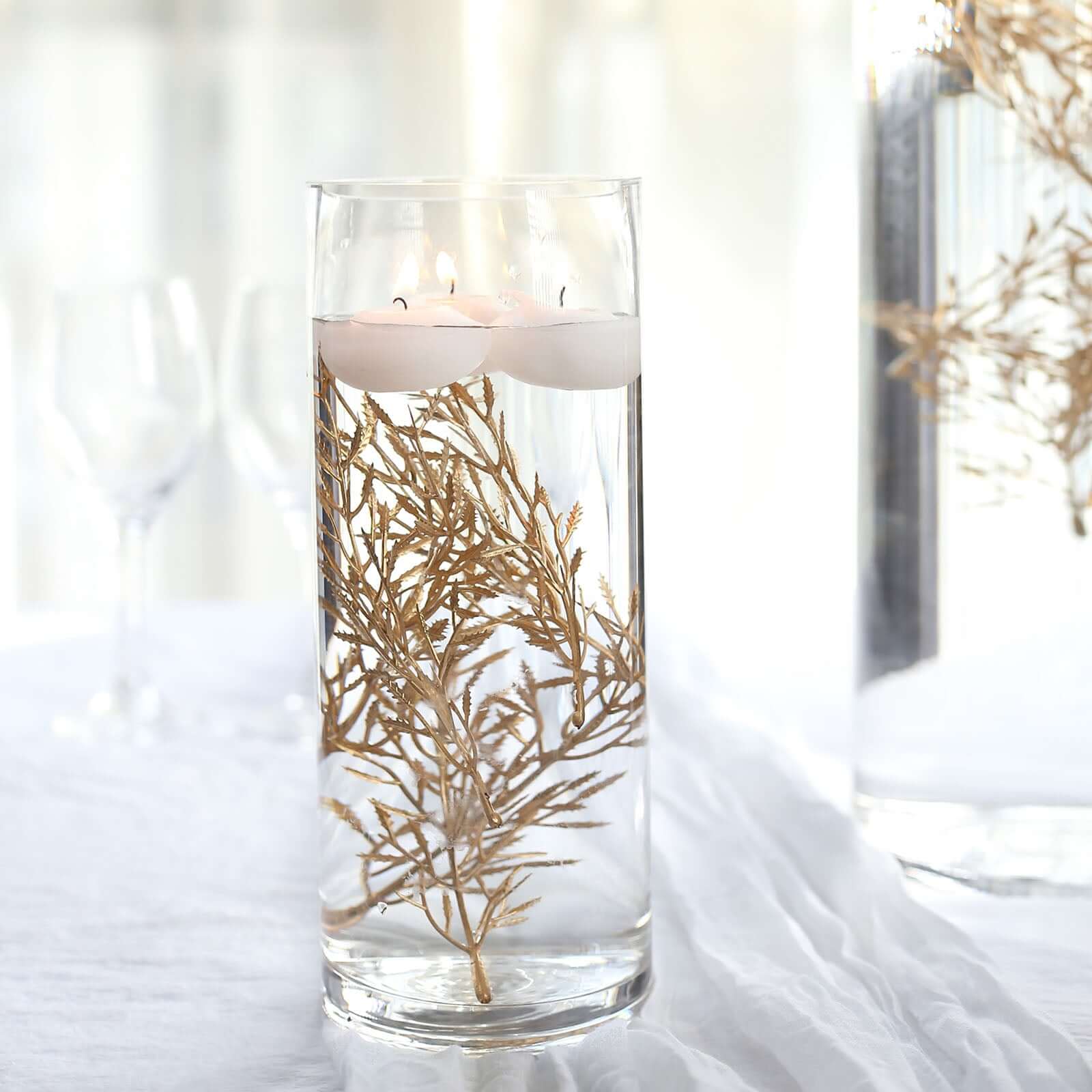 25-Pack Artificial Fern Leaf Branch Stems 6" Metallic Gold - Lightweight Durable Faux Stems for Holiday Wreaths Garlands & Table Accents - Image 6