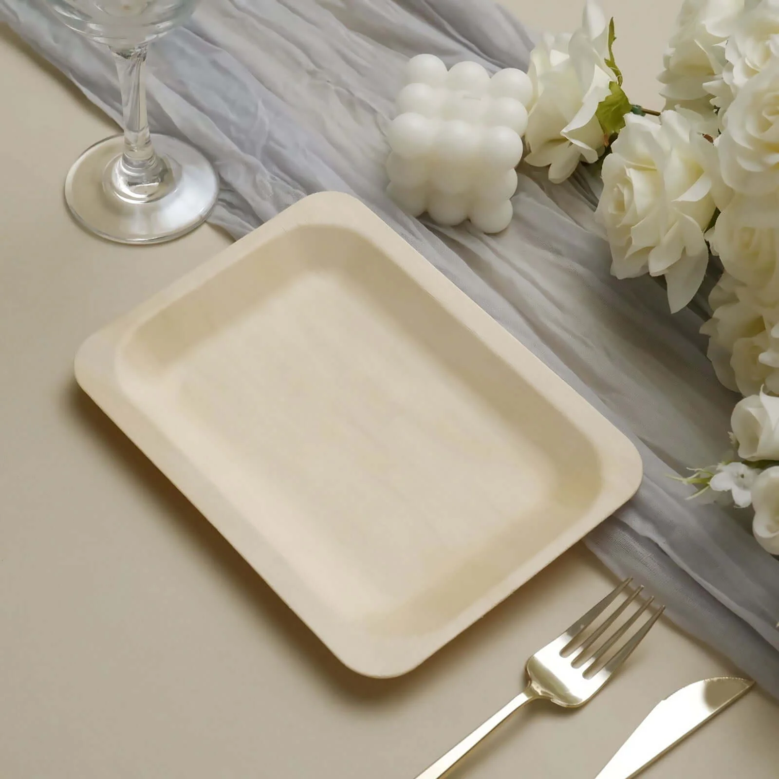 25-Pack Birchwood Rectangle Dessert Plates 5"x8" Natural - Eco Friendly Wooden Disposable Plates for Rustic Themes & Outdoor Dining - Image 21