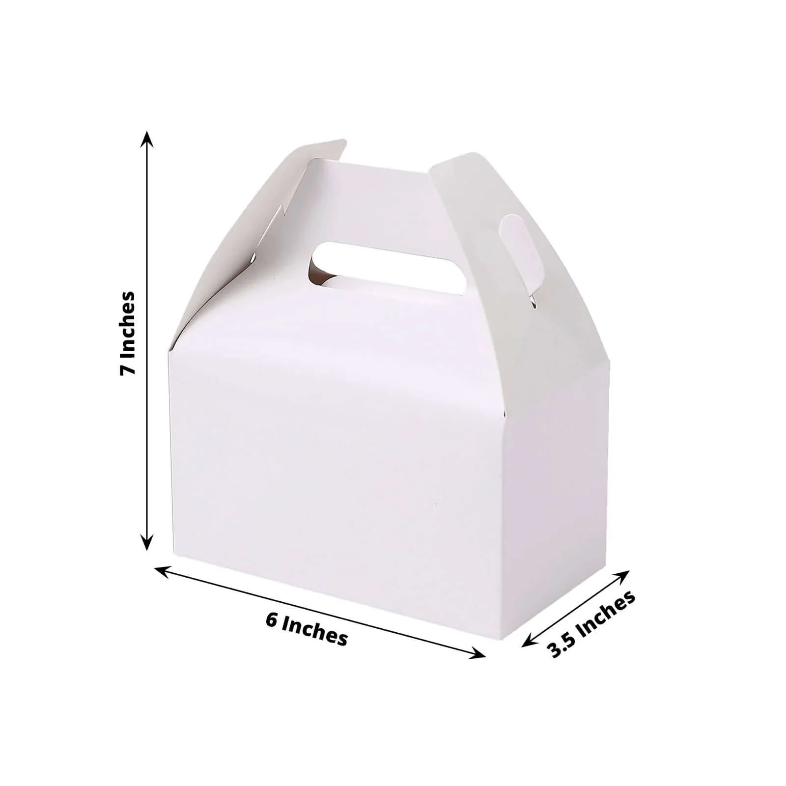 25 Pack Classic White Party Favor Gift Tote Gable Box Bags, Candy Treat Boxes 6"x3.5"x7" - Image 3