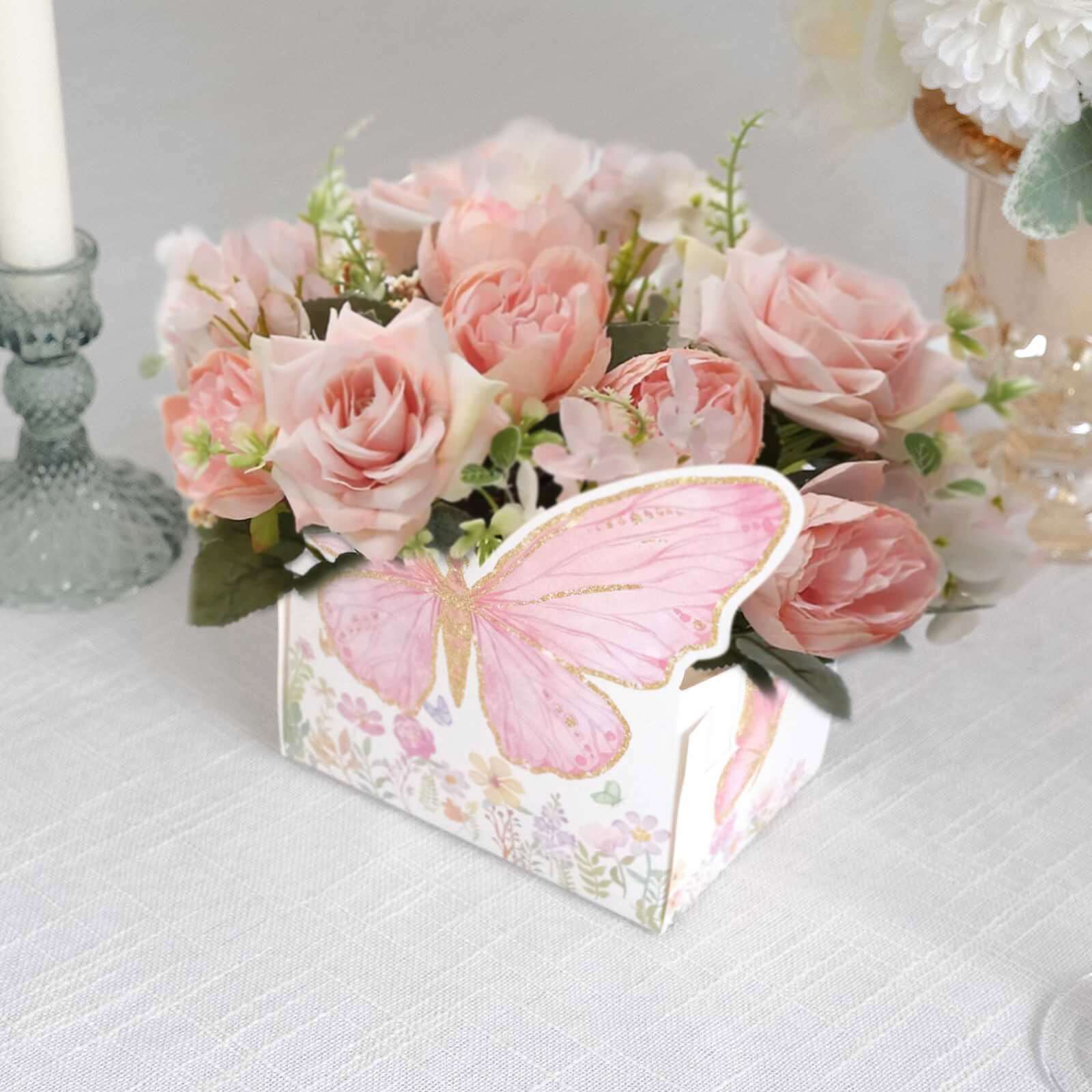 25-Pack Disposable Food Trays 6"x7" White/Pink Glitter Butterfly - Image 10