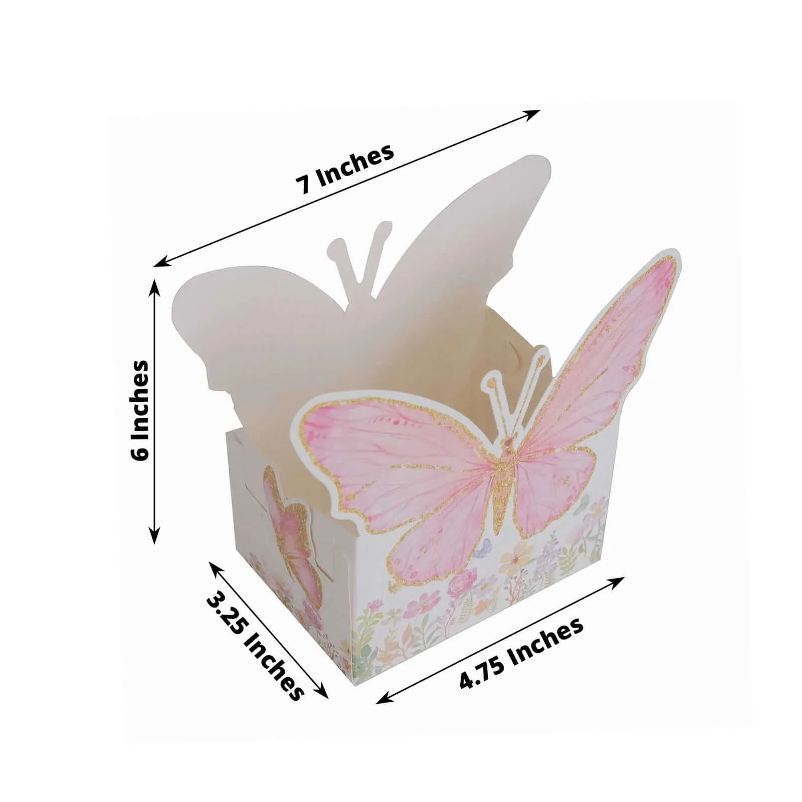 25-Pack Disposable Food Trays 6"x7" White/Pink Glitter Butterfly - Image 3