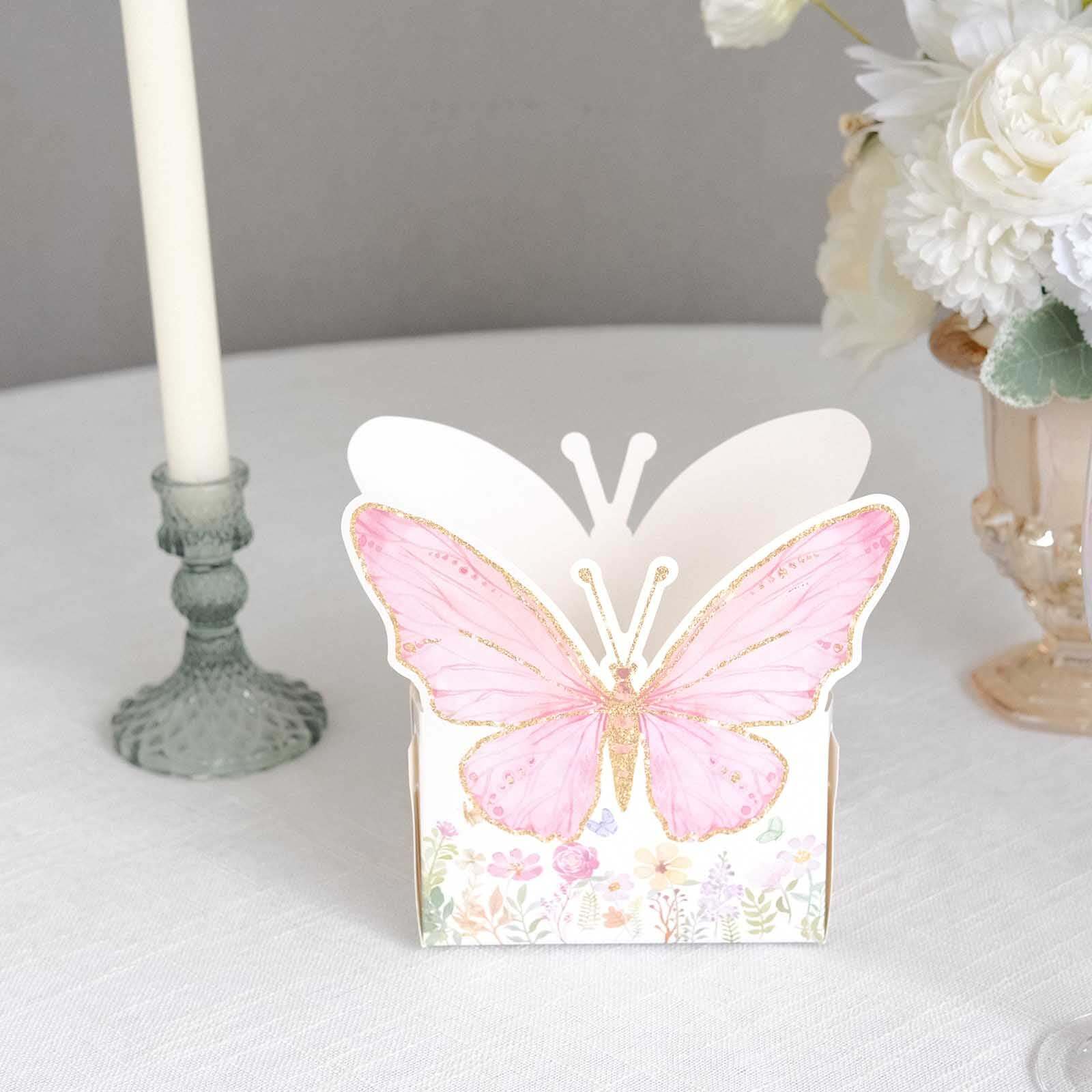 25-Pack Disposable Food Trays 6"x7" White/Pink Glitter Butterfly - Image 6