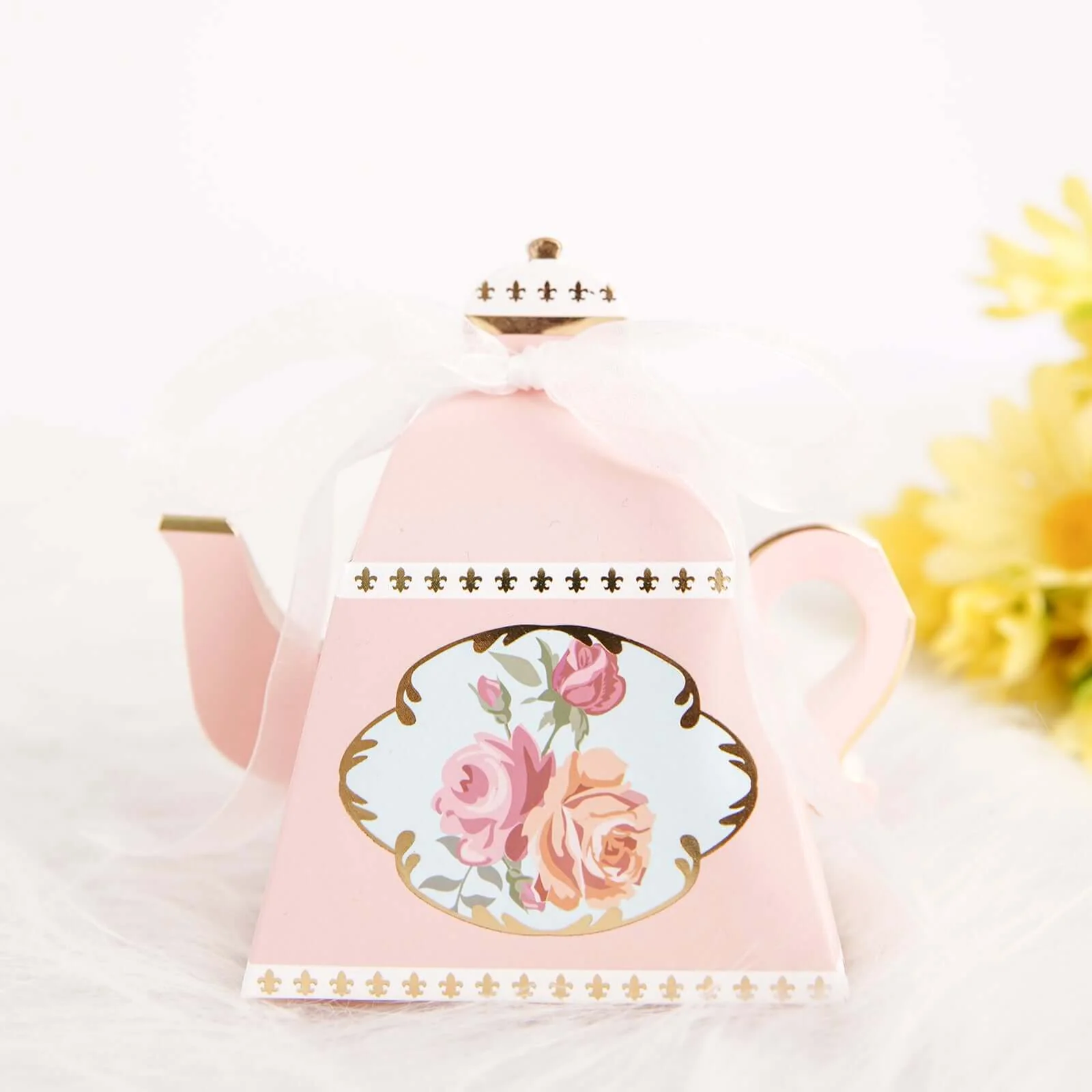 25 Pack Dusty Rose Mini Teapot Gift Boxes with Ribbon, Vintage Rose Favor Boxes - 4" - Image 14