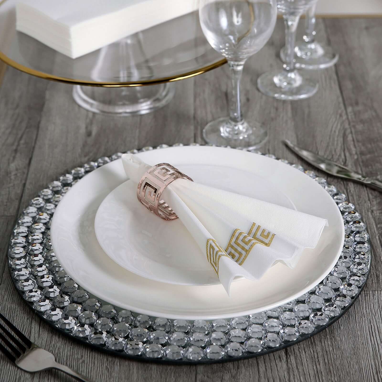 25 Pack Linen-Like Paper Napkins 8"x4" White With Gold Greek Key Design - Soft Hygenic Airlaid Guest Towels for Formal & Casual Dining - Image 8
