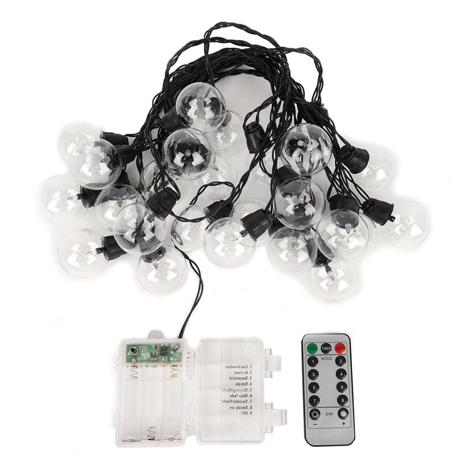 25-Pack LED String Lights 26ft Clear - Warm White Outdoor/Indoor 8-Mode Waterproof Remote Operated Bulbs - Image 7