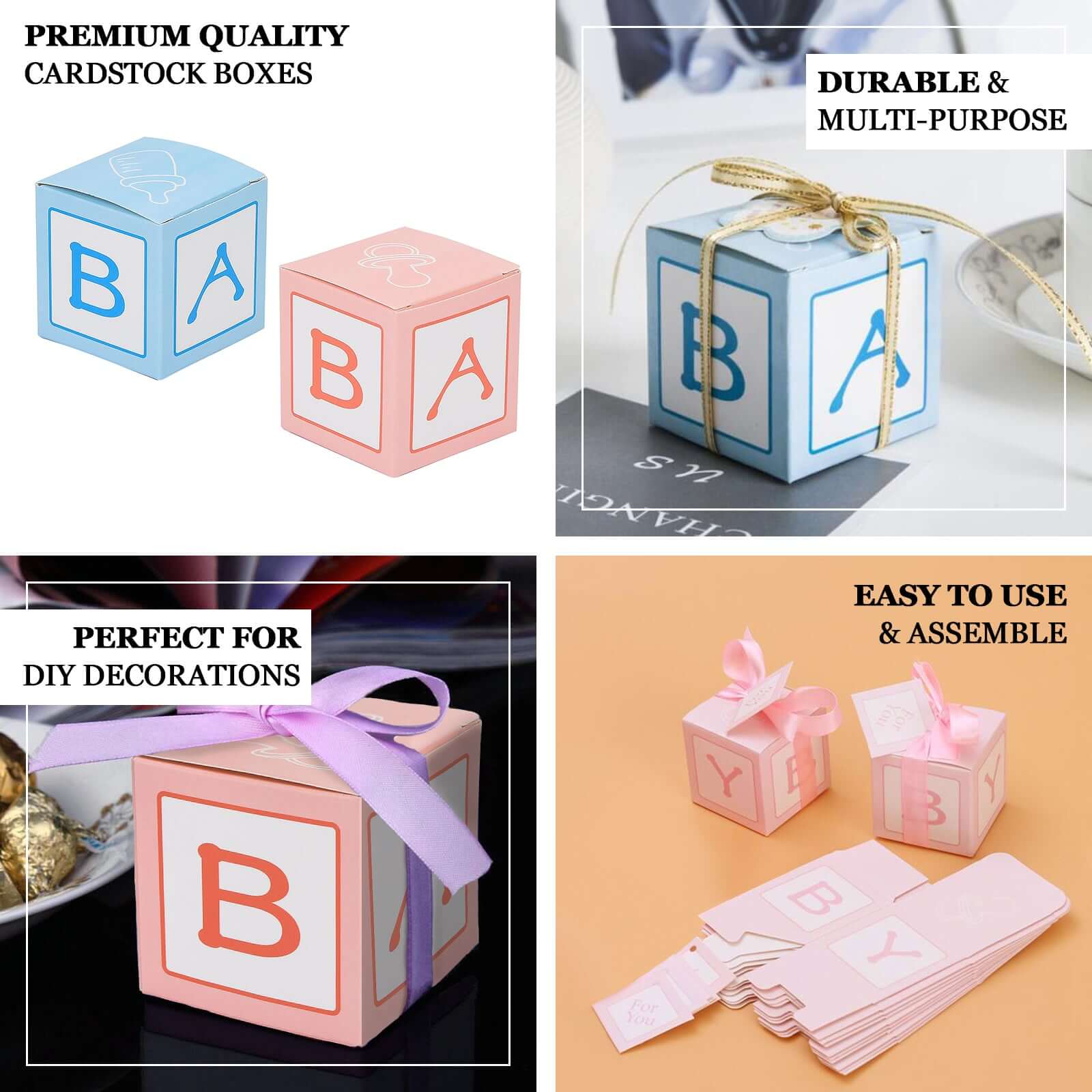 25 Pack Light Blue Baby Shower Party Favor Candy Gift Boxes 2" - Image 4