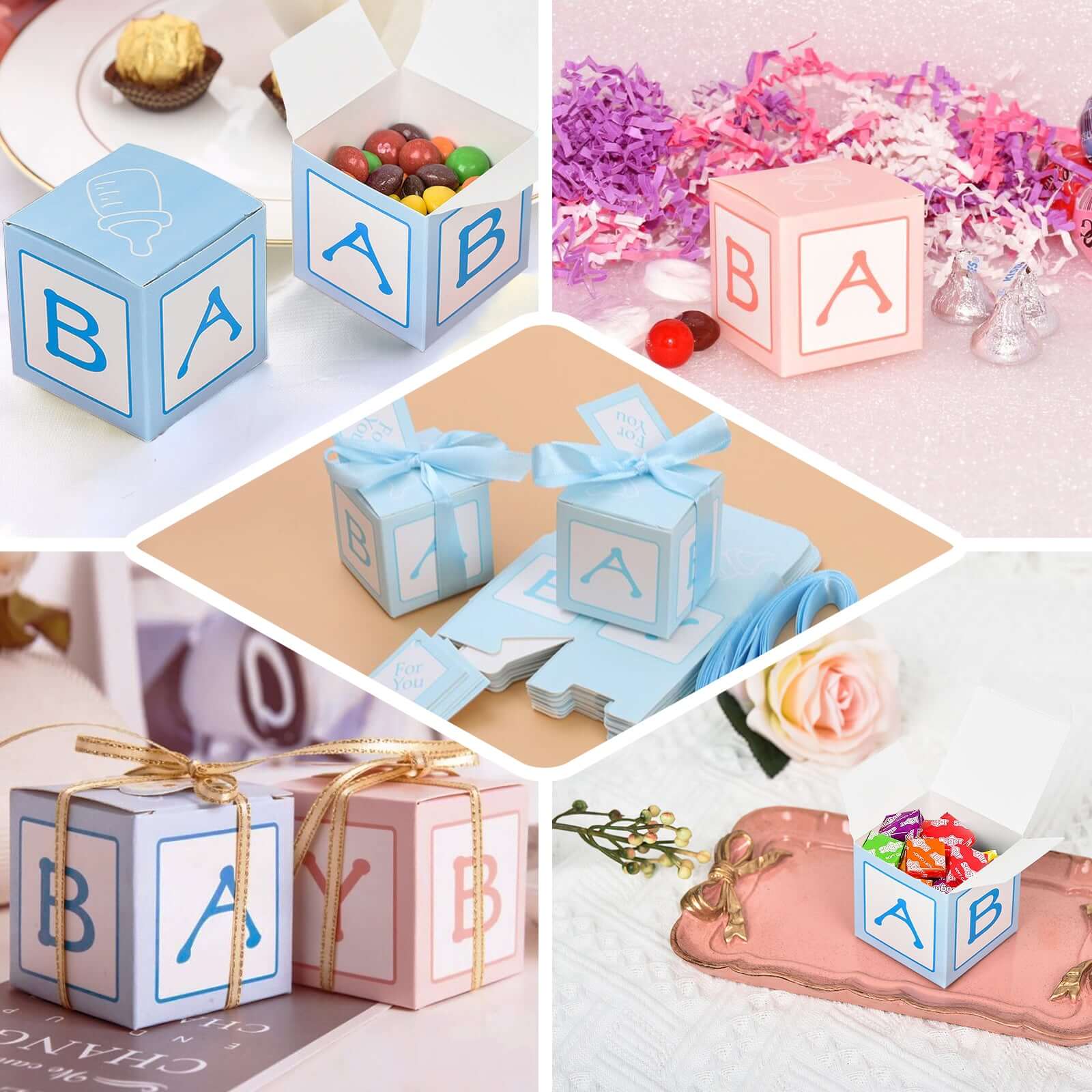 25 Pack Light Blue Baby Shower Party Favor Candy Gift Boxes 2" - Image 5