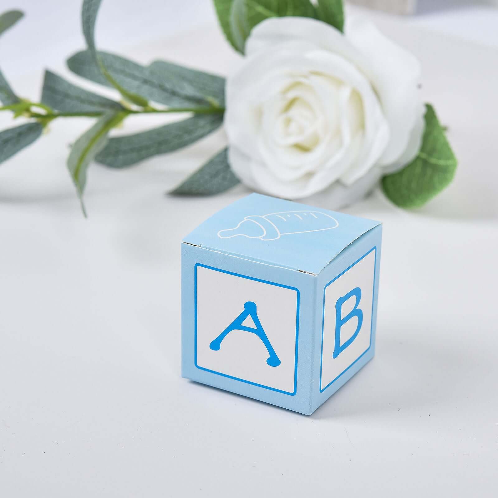 25 Pack Light Blue Baby Shower Party Favor Candy Gift Boxes 2" - Image 8