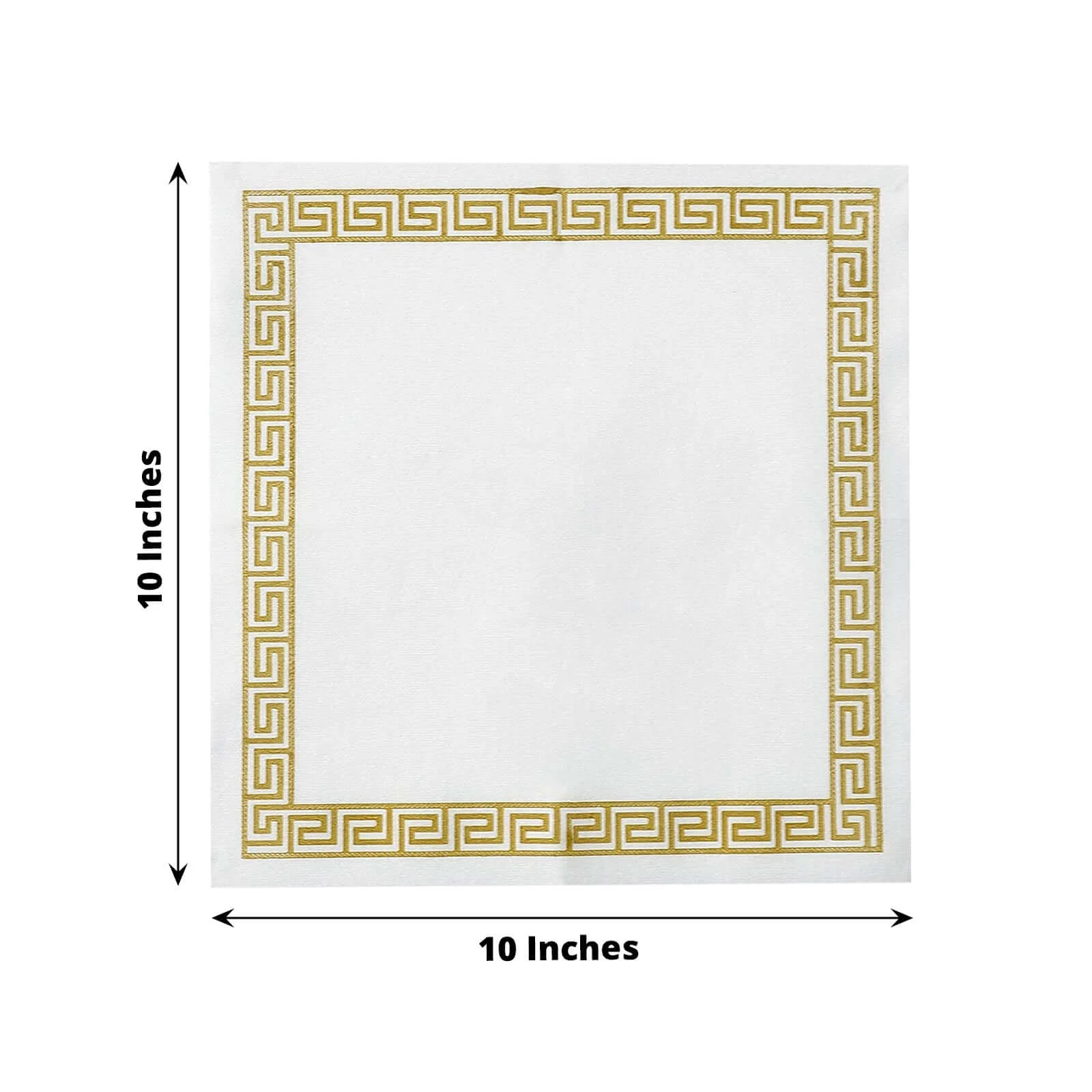25 Pack Linen-Like Paper Napkins 5"x5" White with Gold Greek Key Design - Stylish & Disposable Airlaid Cocktail Napkins - Image 3