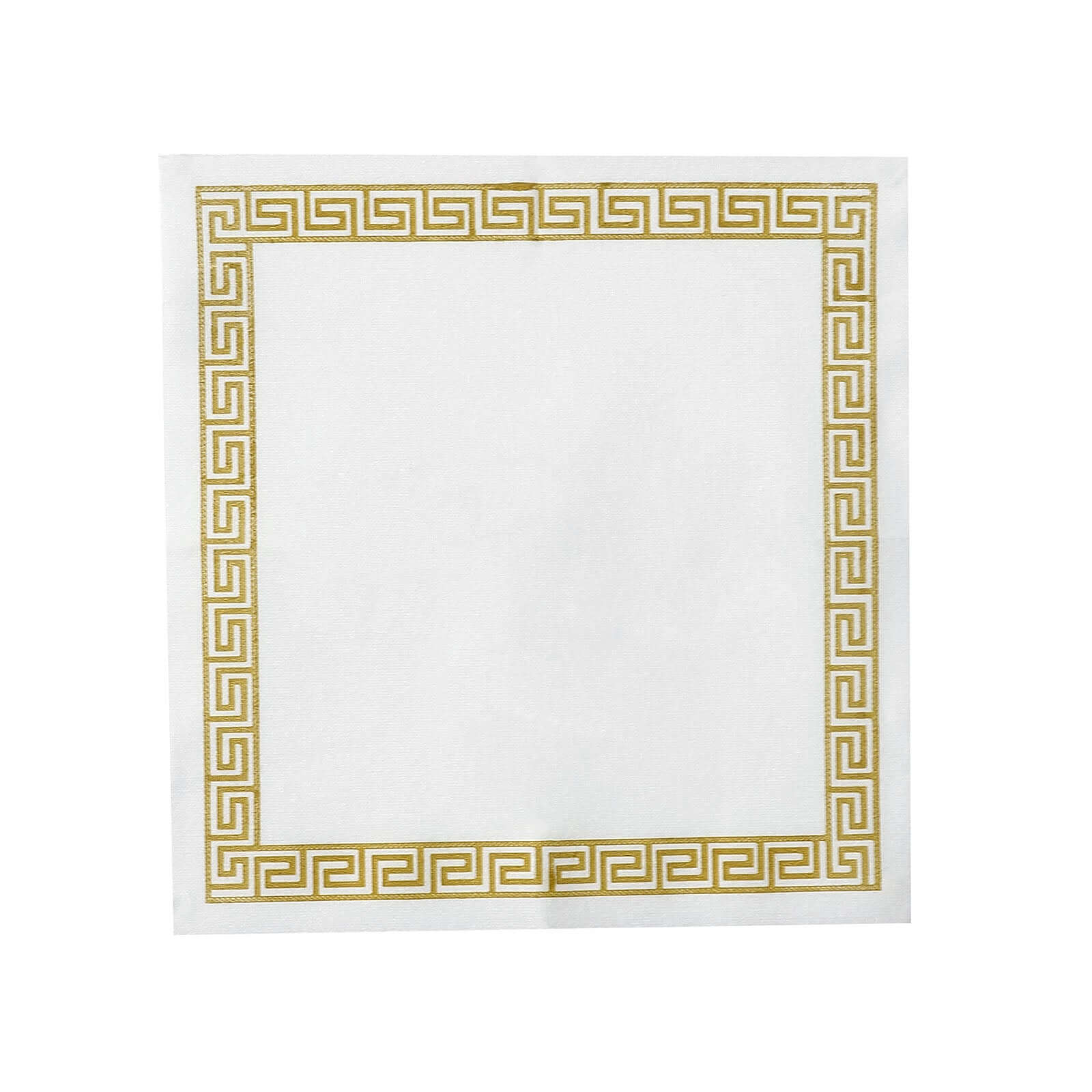 25 Pack Linen-Like Paper Napkins 5"x5" White with Gold Greek Key Design - Stylish & Disposable Airlaid Cocktail Napkins - Image 7